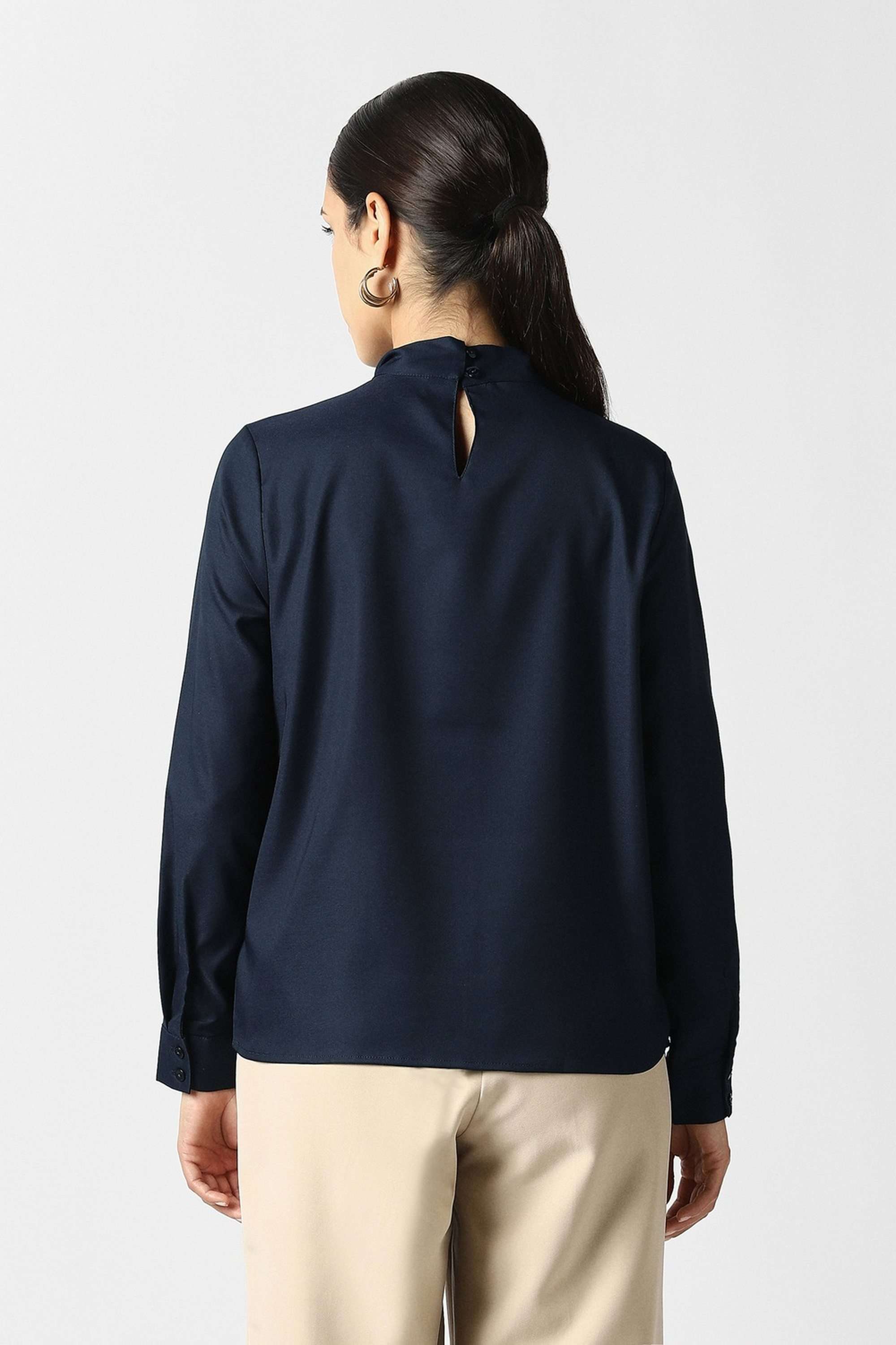 Solid-Blended-Fabric-Women-s-Top