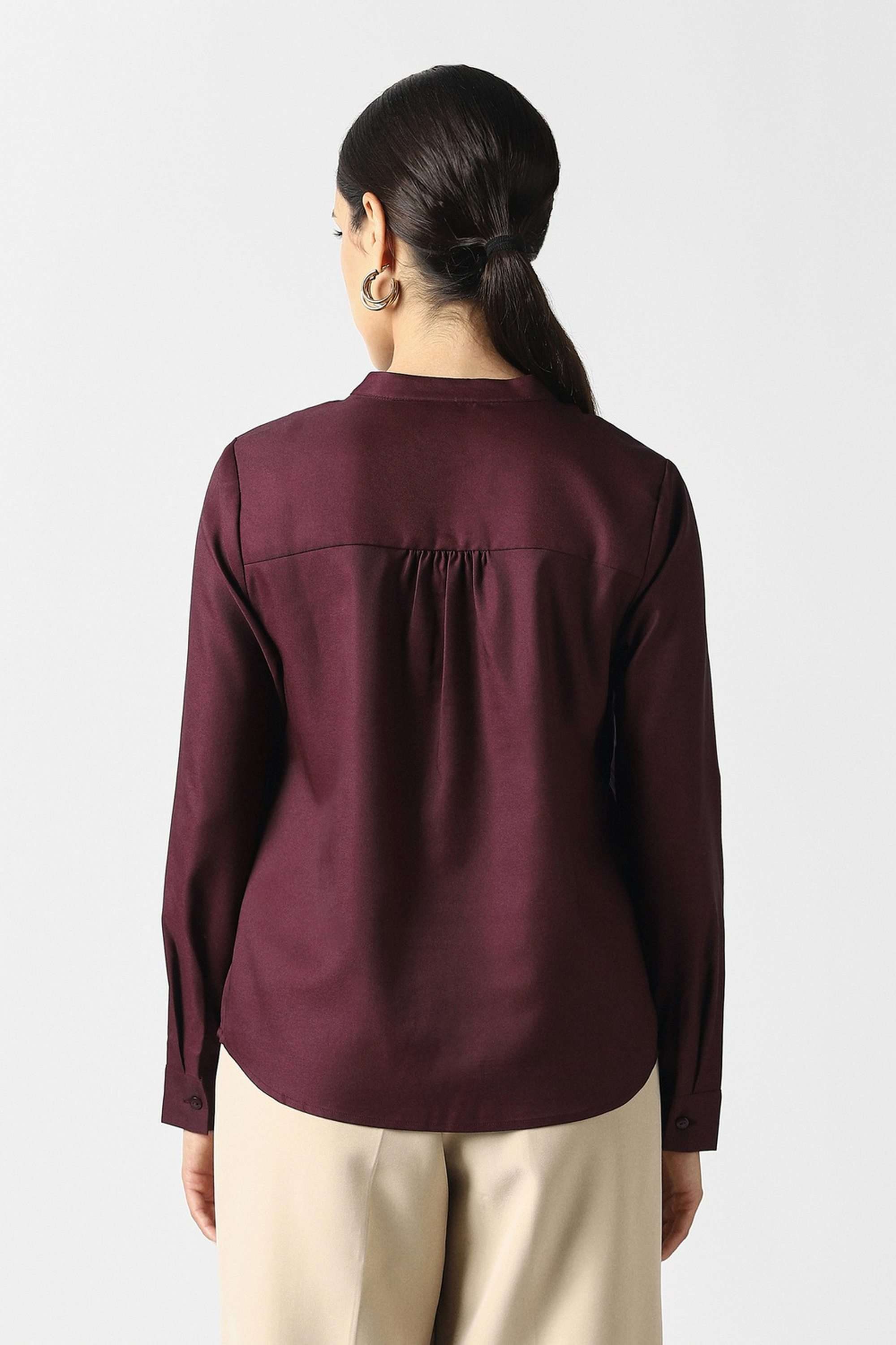 Solid-Blended-Fabric-Women-s-Top