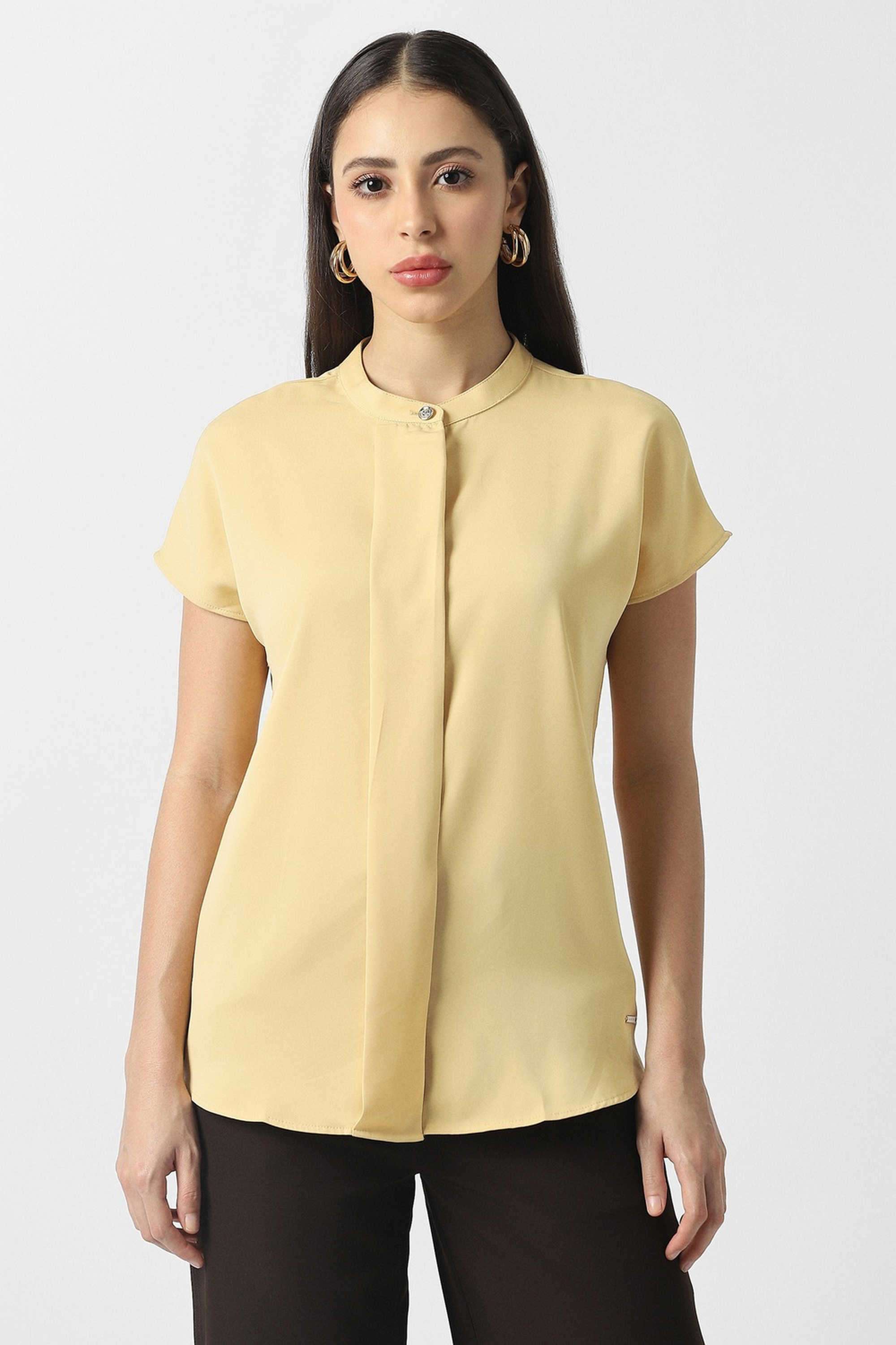 Solid-Blended-Fabric-Women-s-Casual-Wear-Shirt
