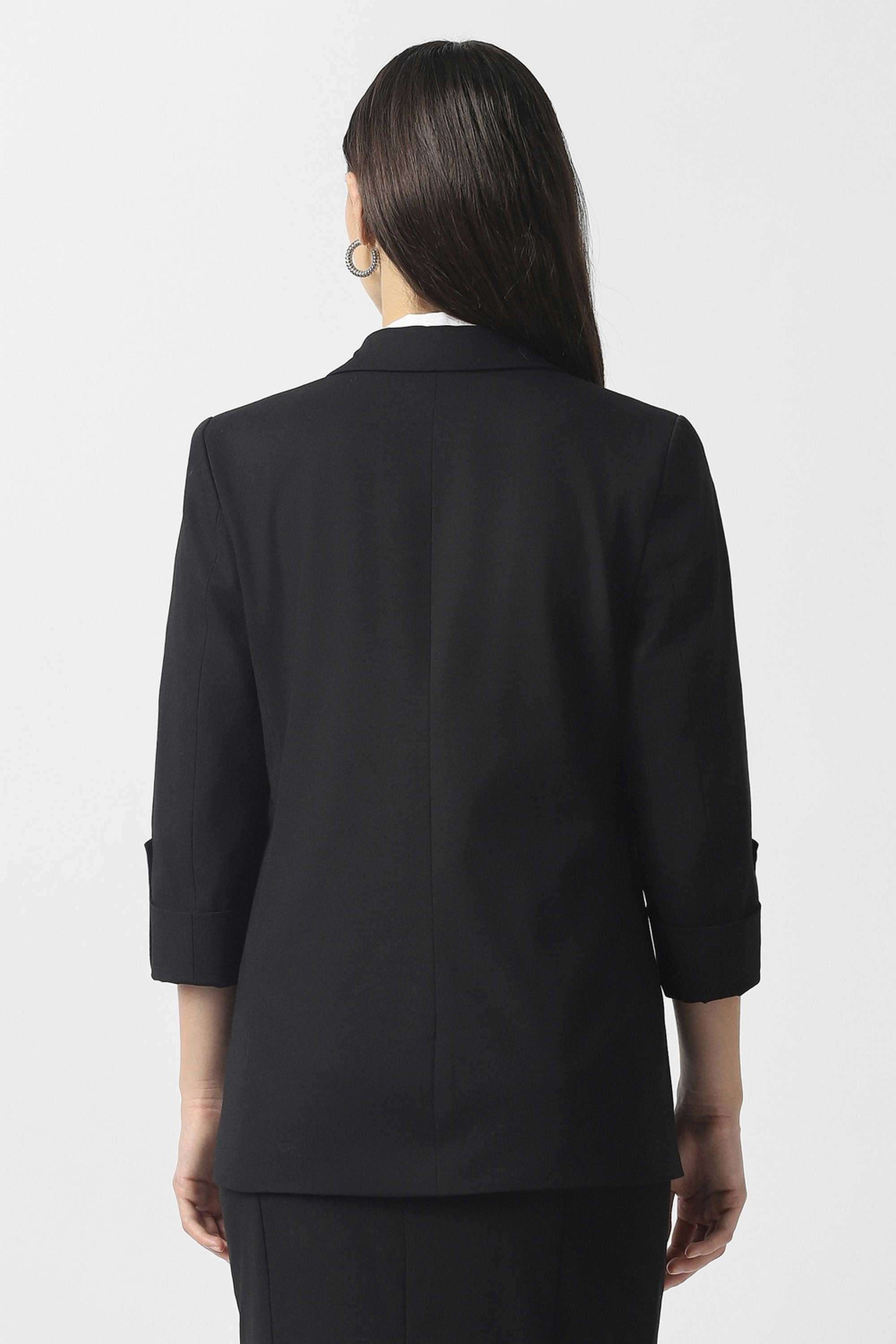 Solid-Blended-Fabric-Women-s-Casual-Wear-Blazer