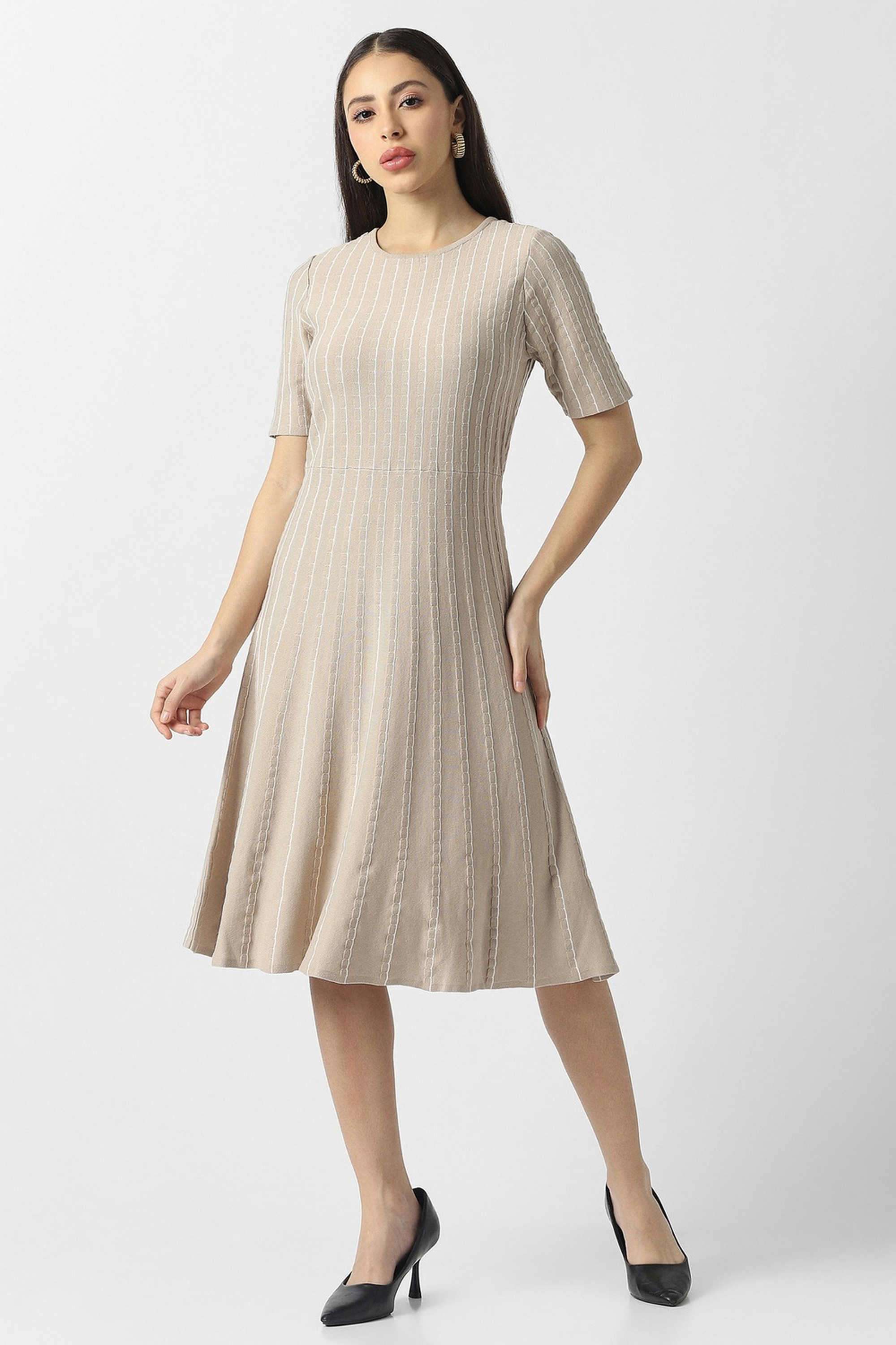 Solid-Blended-Fabric-Women-s-Dress