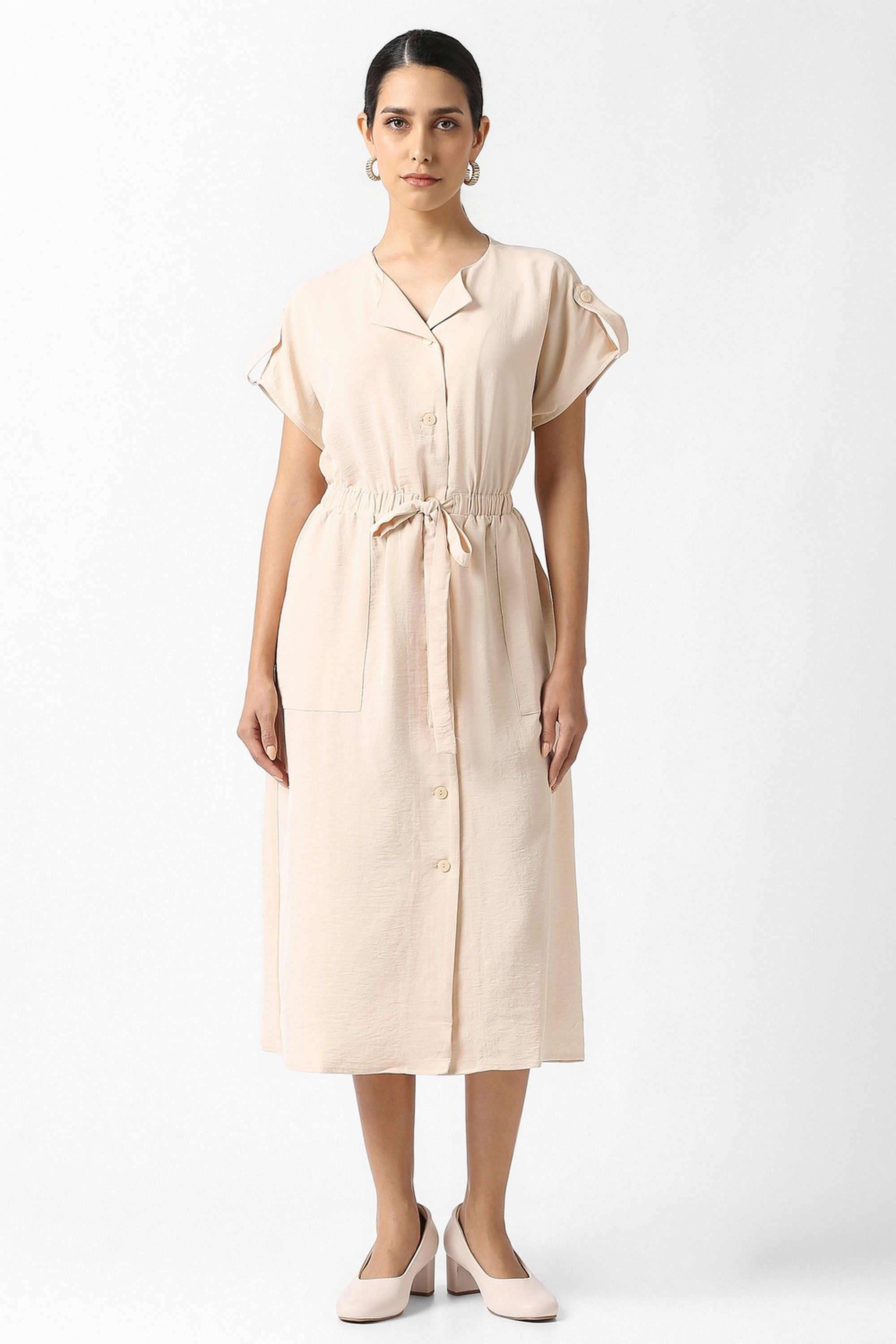 Solid-Blended-Fabric-Women-s-Dress