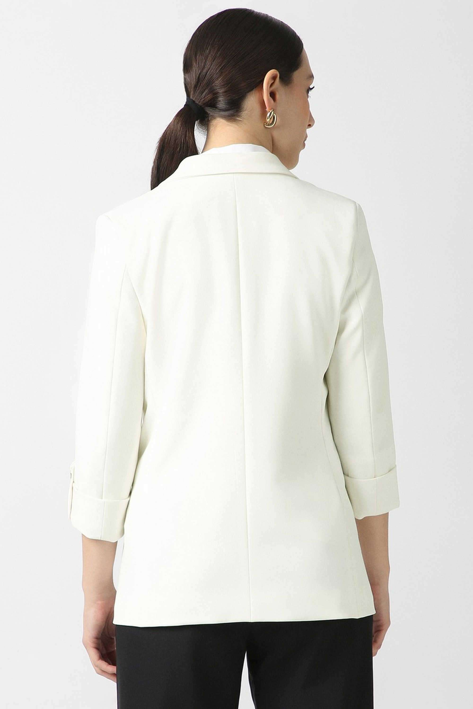 Solid-Blended-Fabric-Regular-Fit-Women-s-Blazer