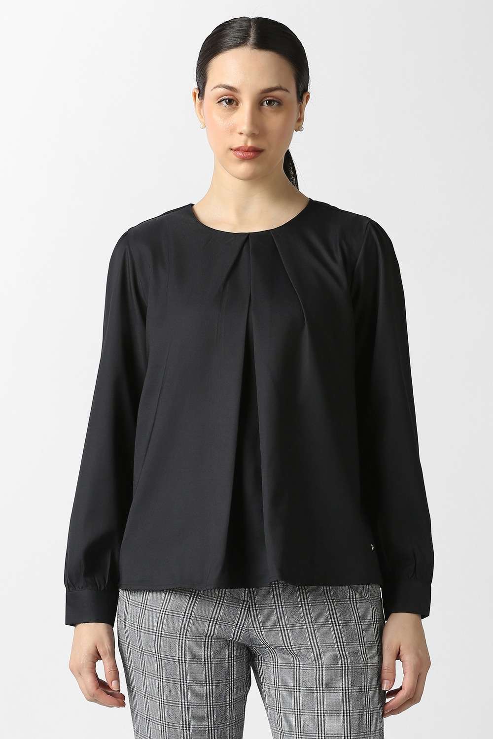 Solid-Blended-Fabric-Women-s-Casual-Wear-Top