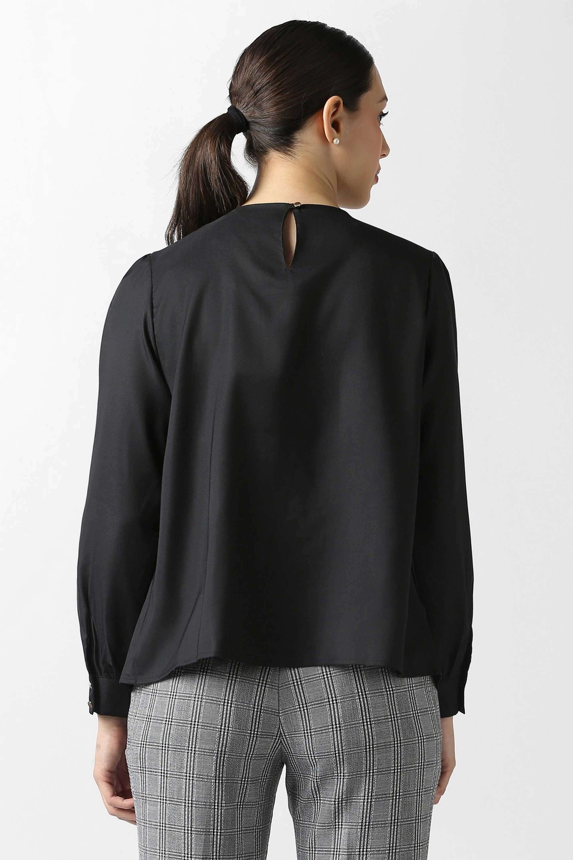 Solid-Blended-Fabric-Women-s-Casual-Wear-Top