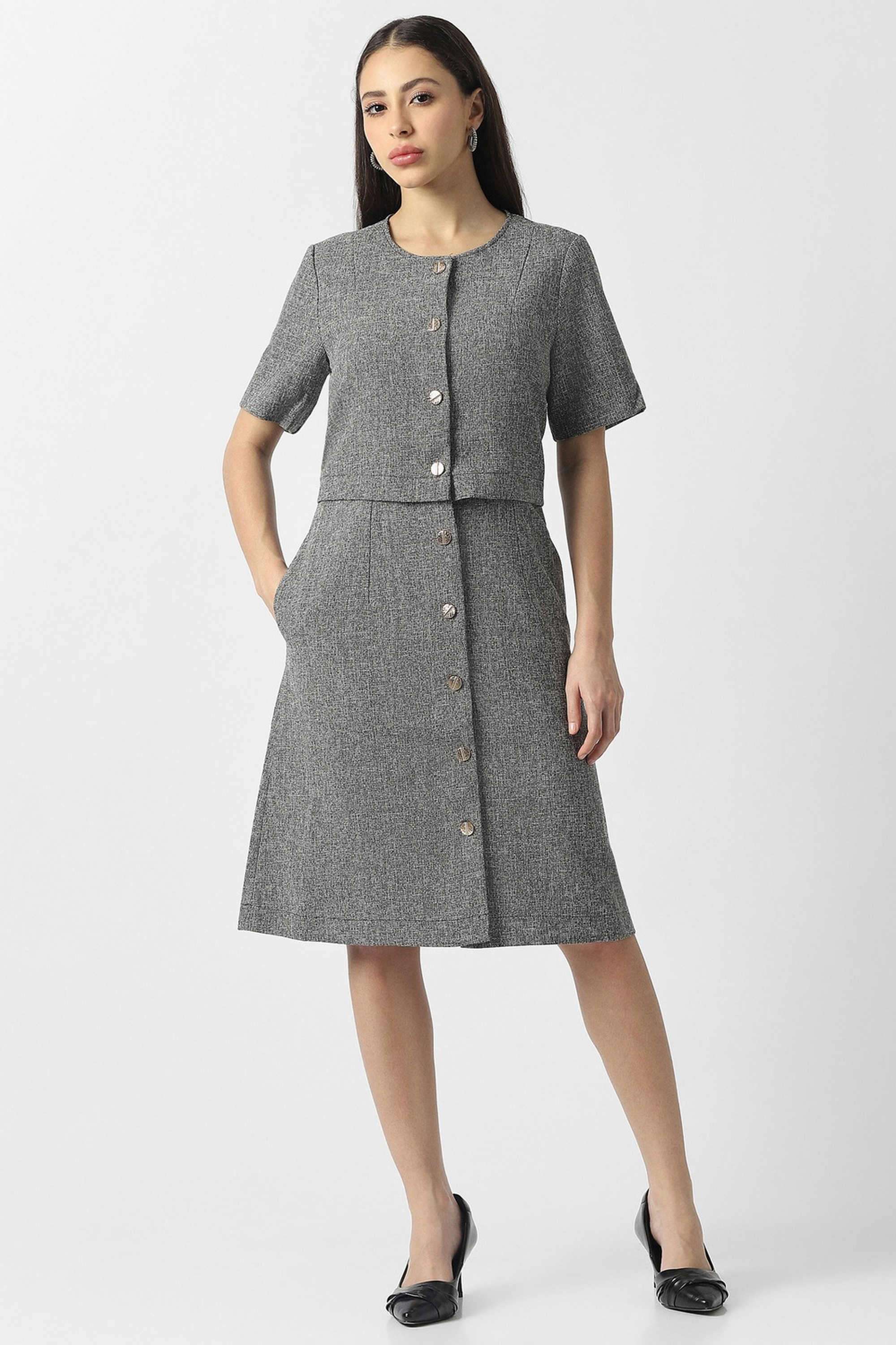 Solid-Blended-Fabric-Women-s-Dress