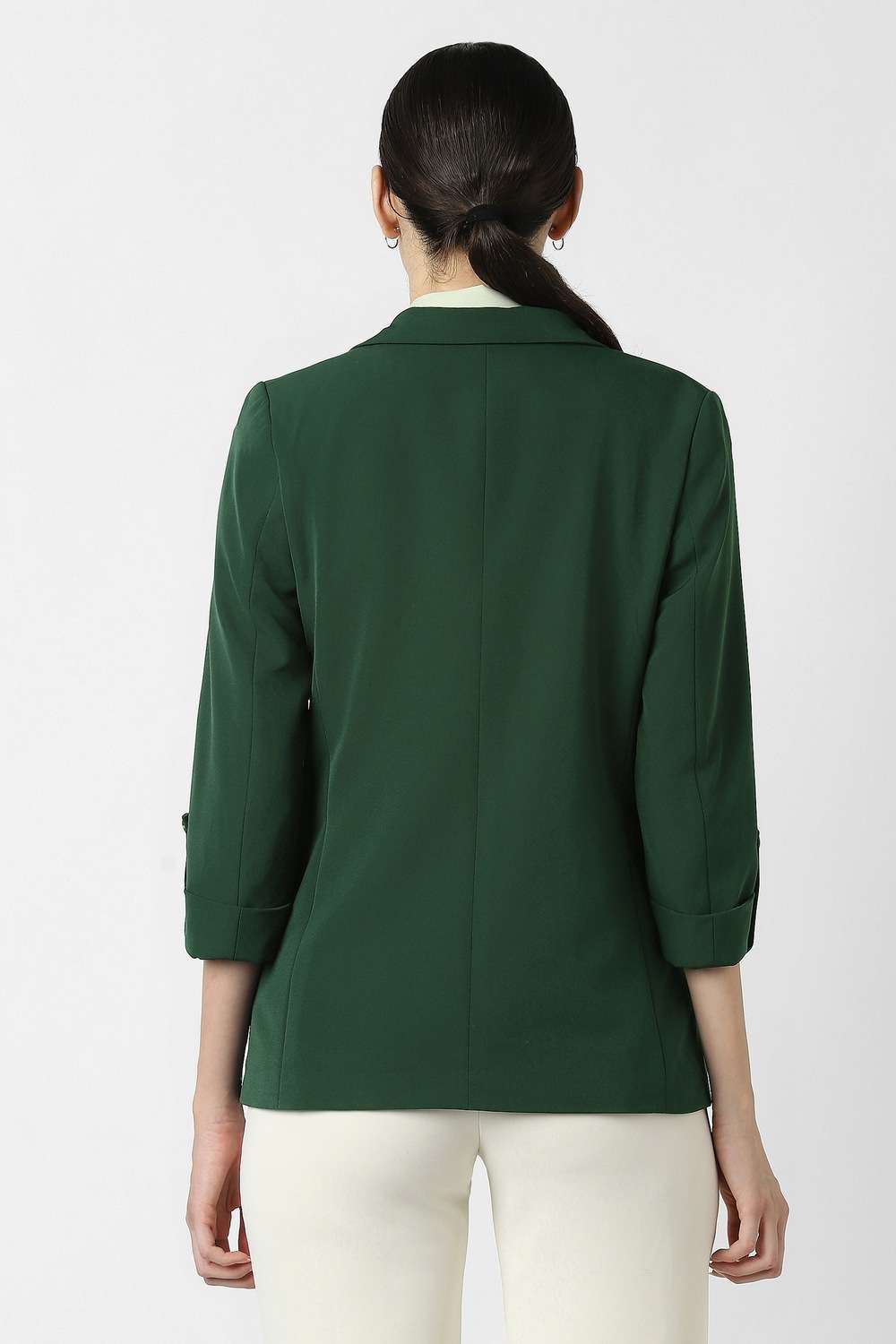 Solid-Collared-Polyester-Women-Blazer