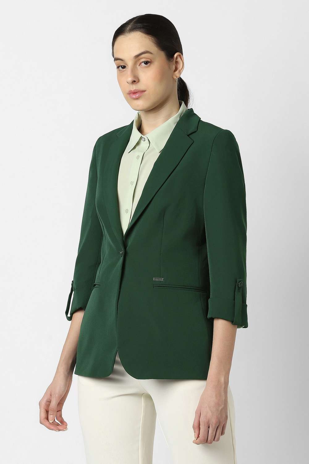 Buy Van Heusen green Solid Polyester Regular Fit Women's Formal