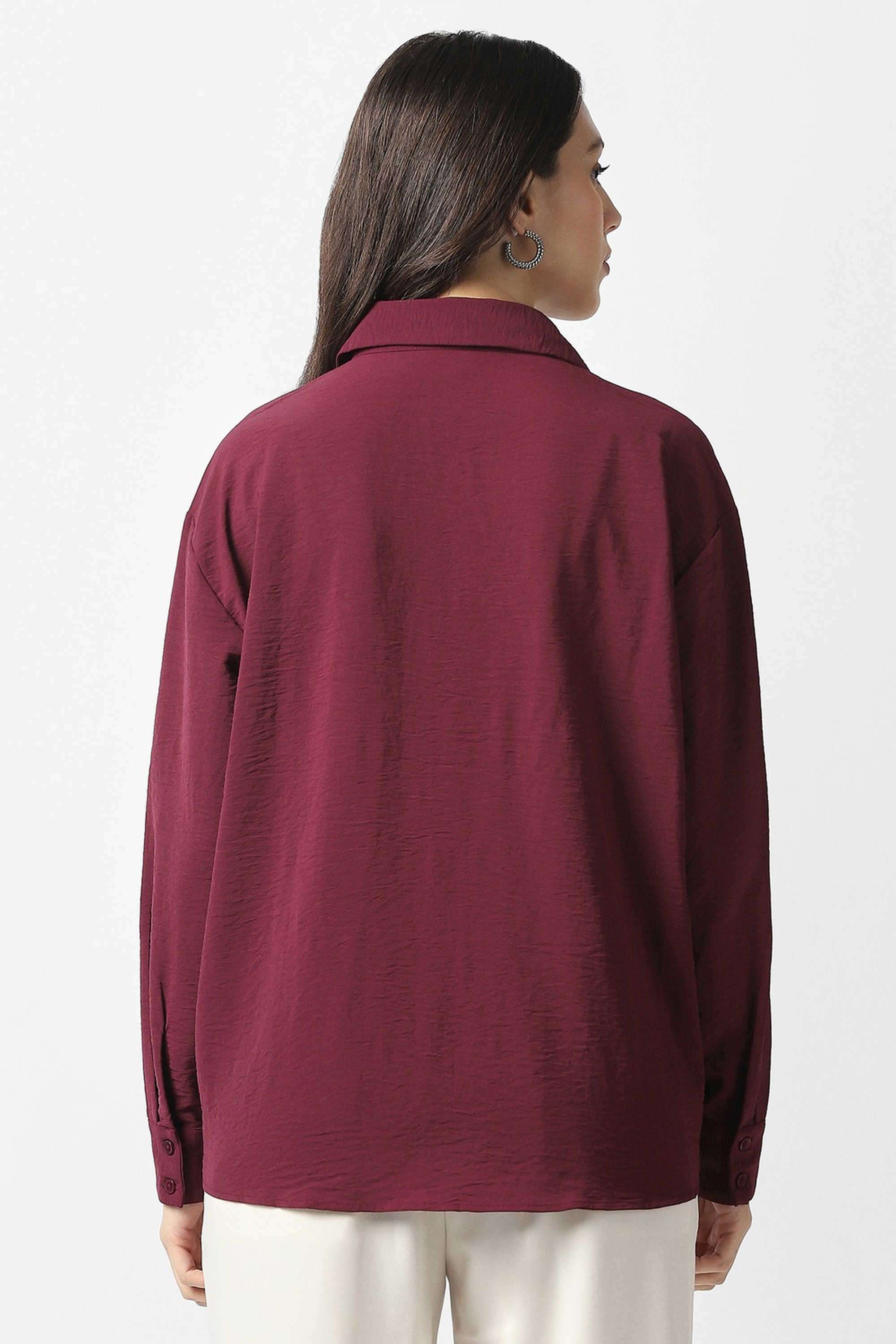 Solid-Blended-Fabric-Regular-Fit-Women-s-Shirt