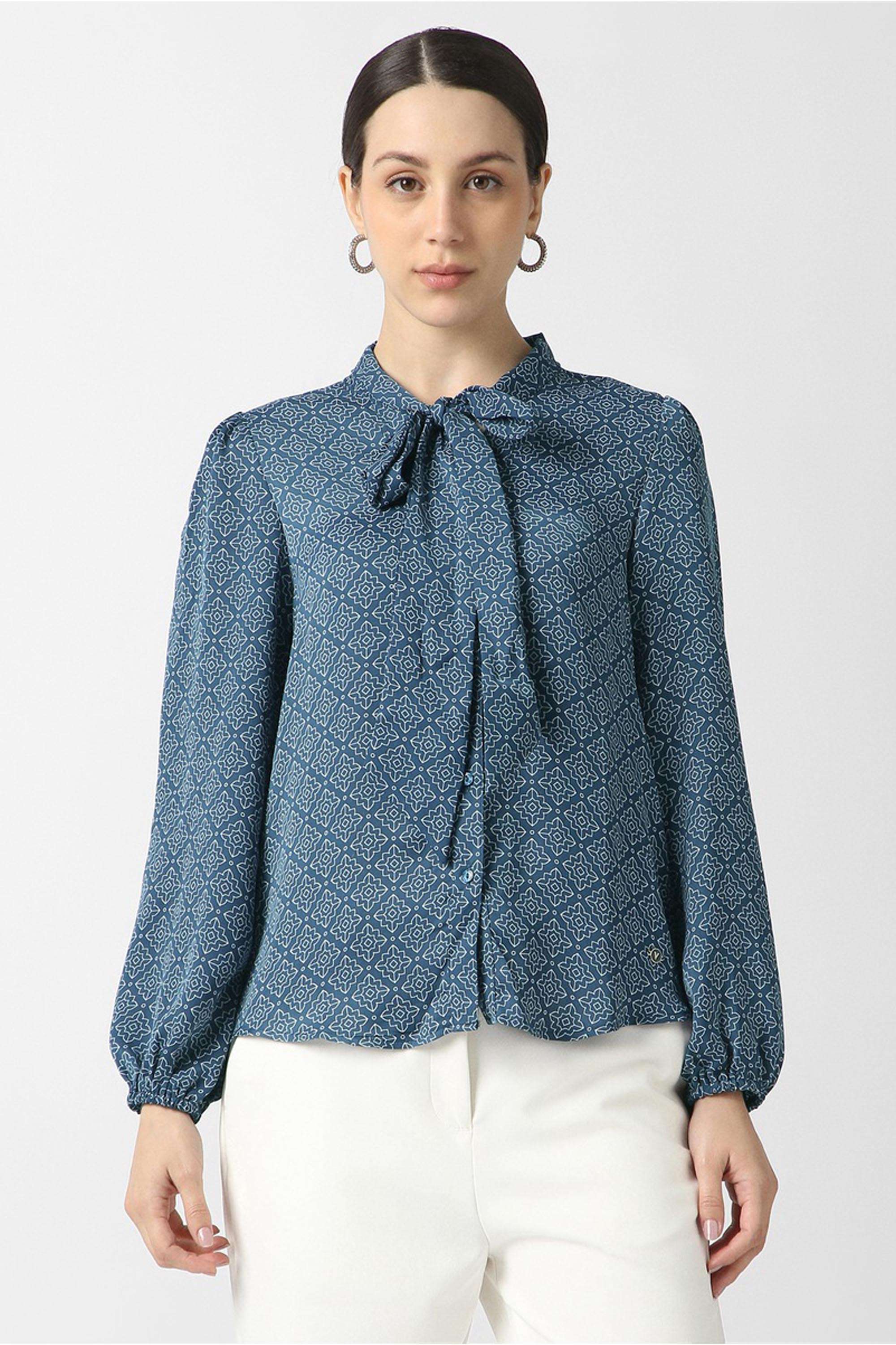 Solid-Blended-Fabric-Women-s-Shirt