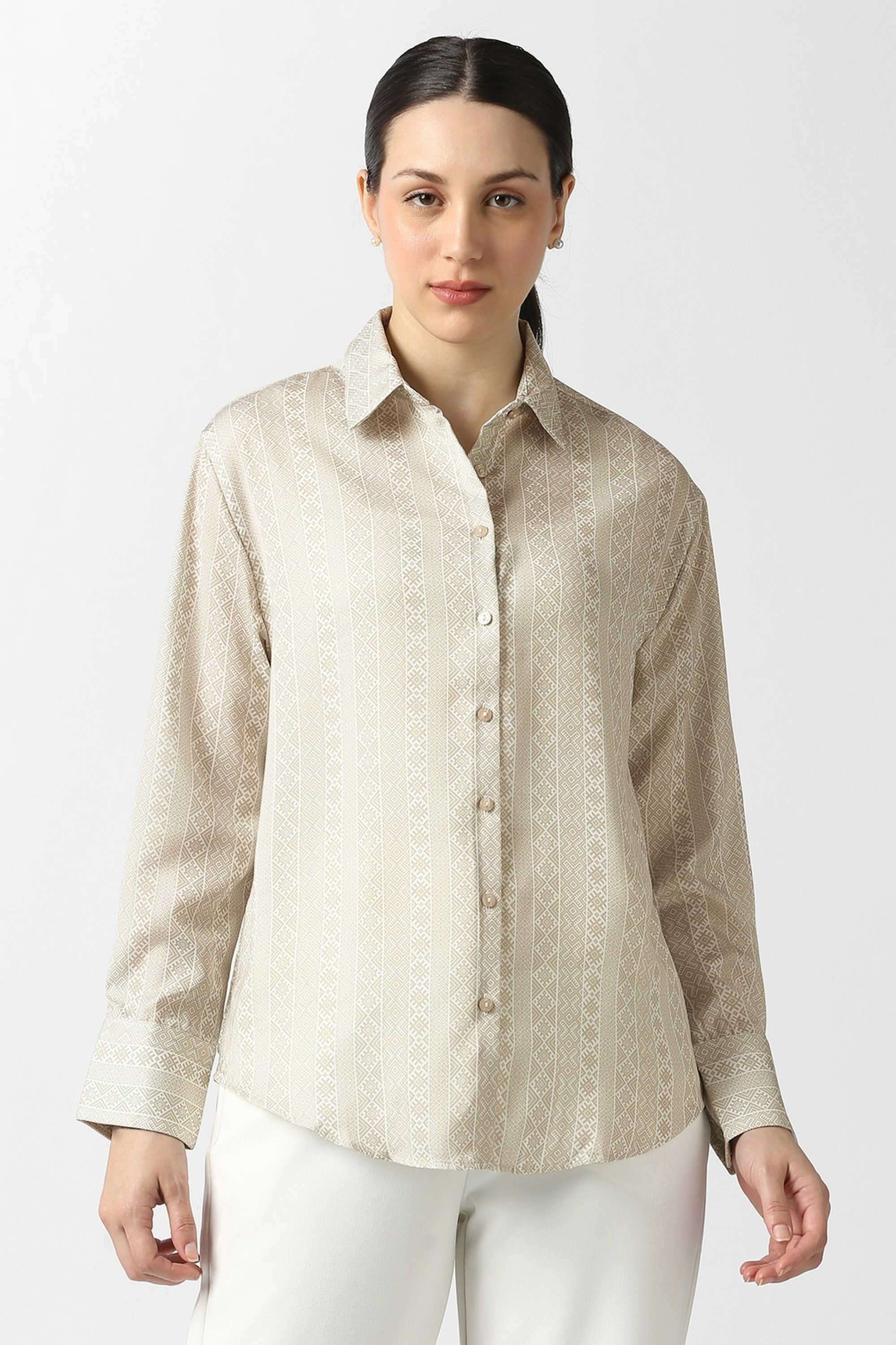 Solid-Blended-Fabric-Women-s-Casual-Wear-Shirt