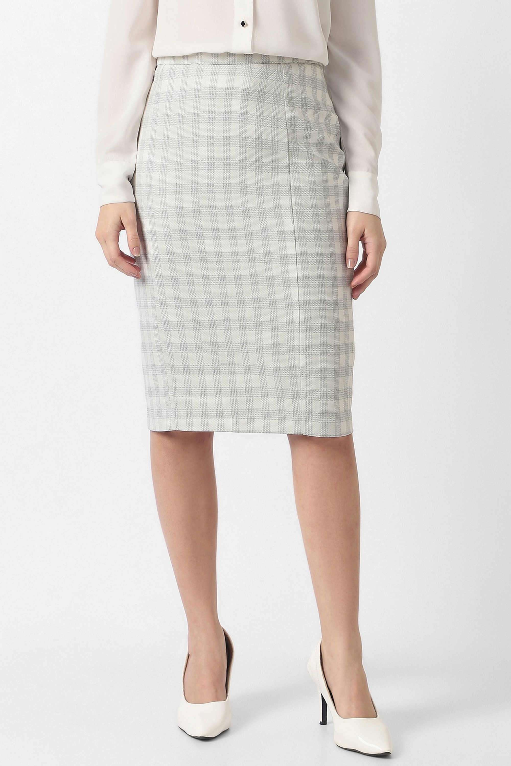 Solid-Regular-Fit-Blended-Fabric-Women-s-Casual-Wear-Skirts