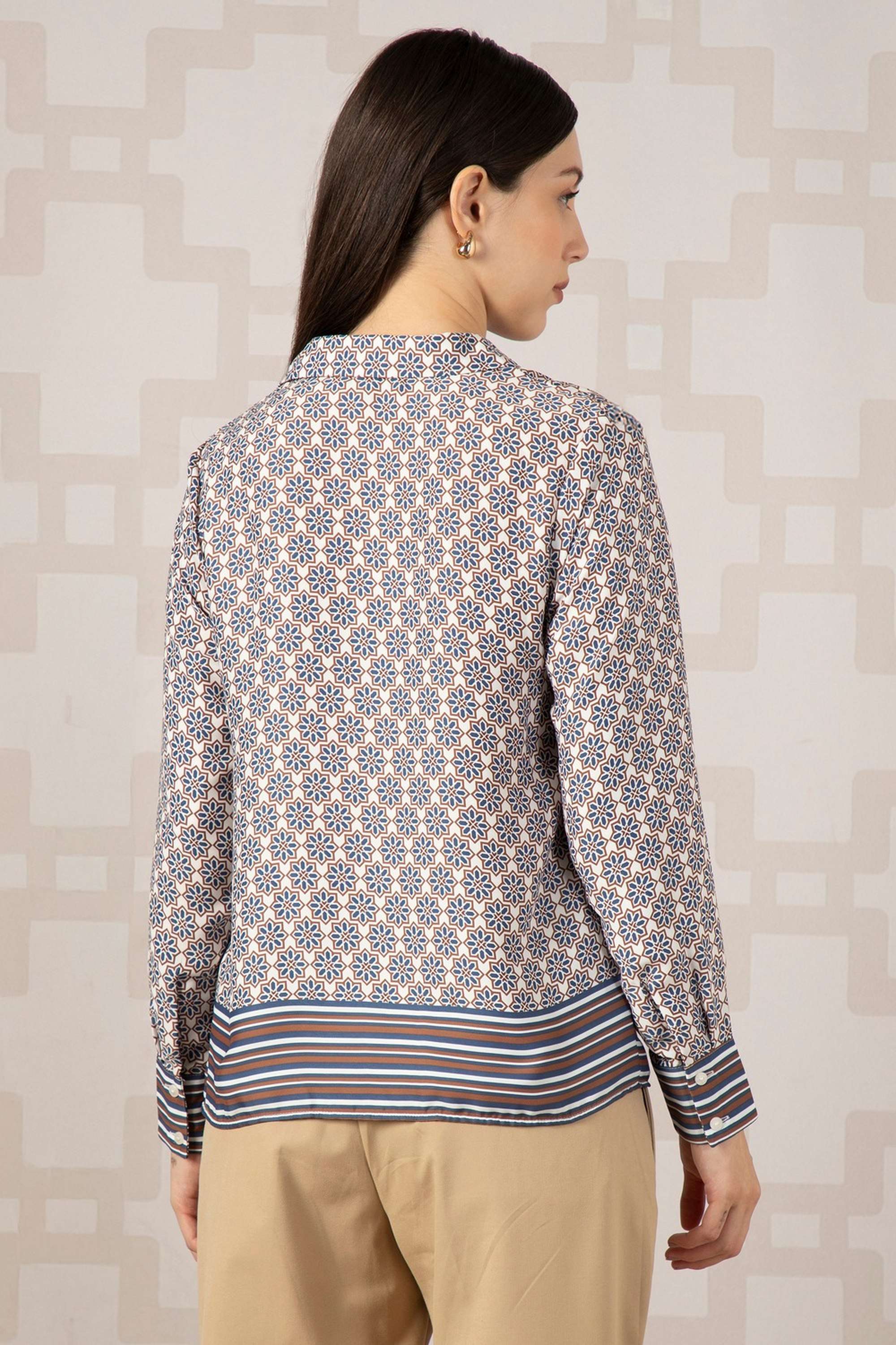 Printed-Spread-Collar-Polyester-Women-s-Formal-Wear-Shirt