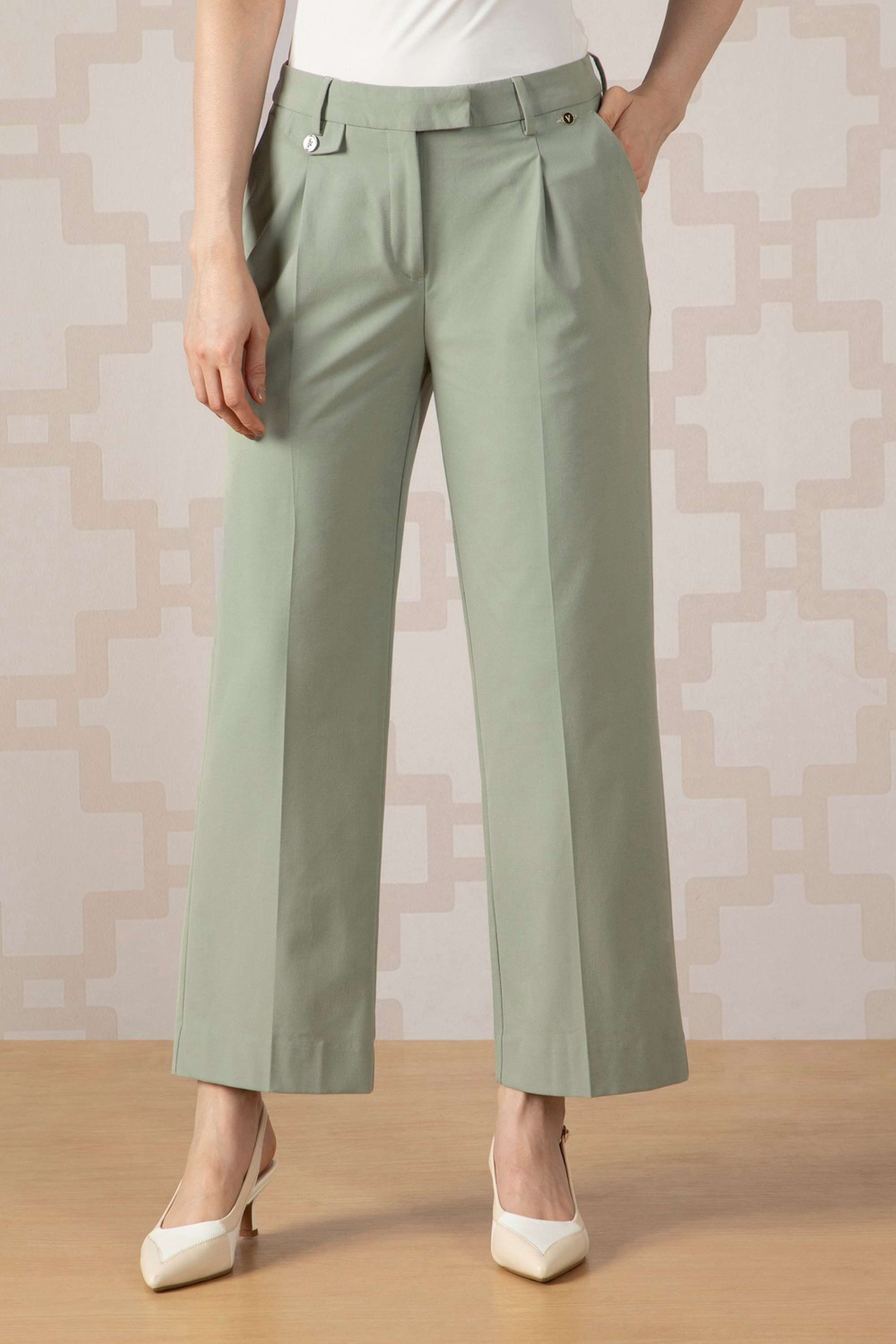 Solid-Regular-Fit-Polyester-Blend-Women-s-Formal-Wear-Trousers