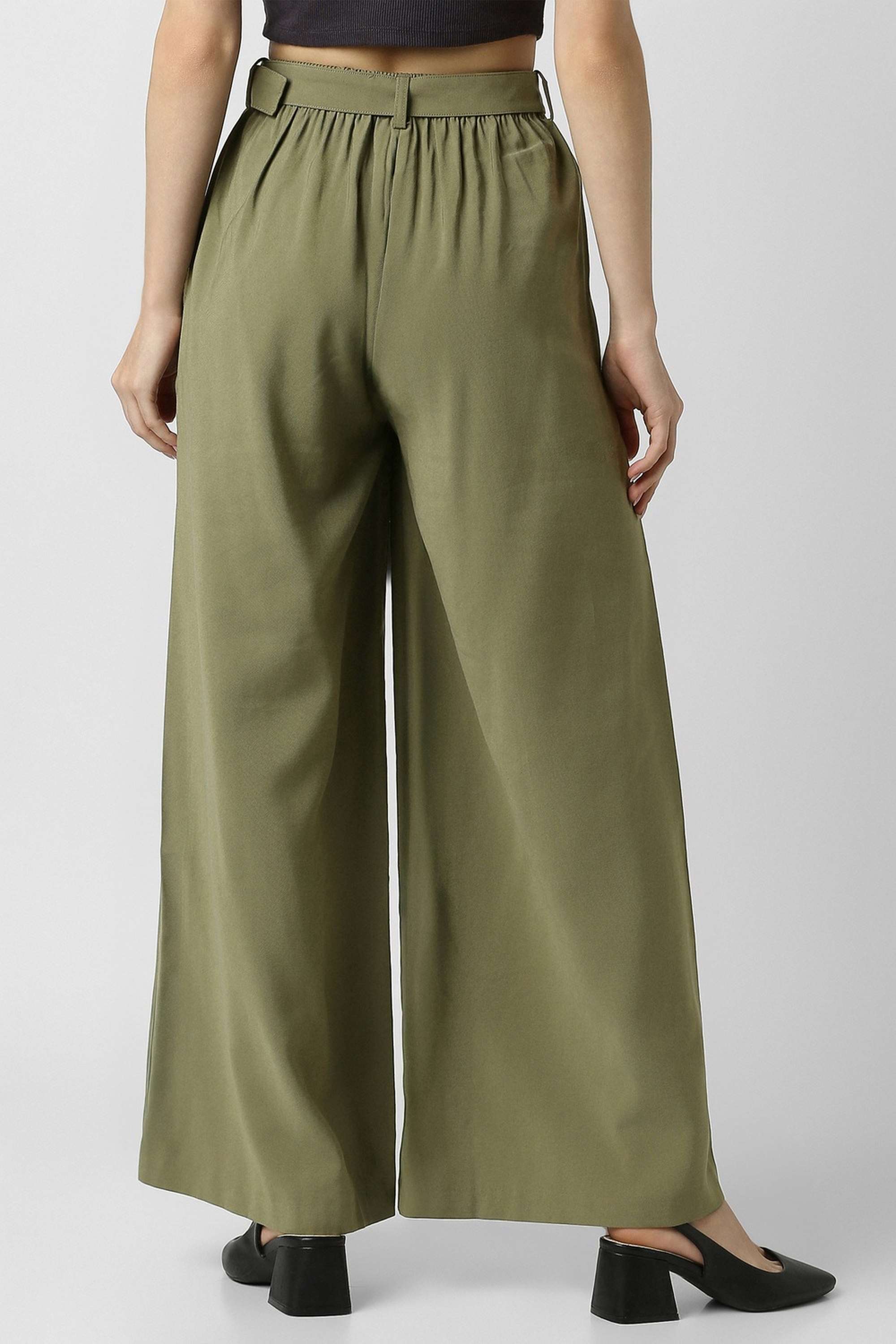 Solid-Regular-Fit-Rayon-Blend-Women-s-Casual-Wear-Trousers