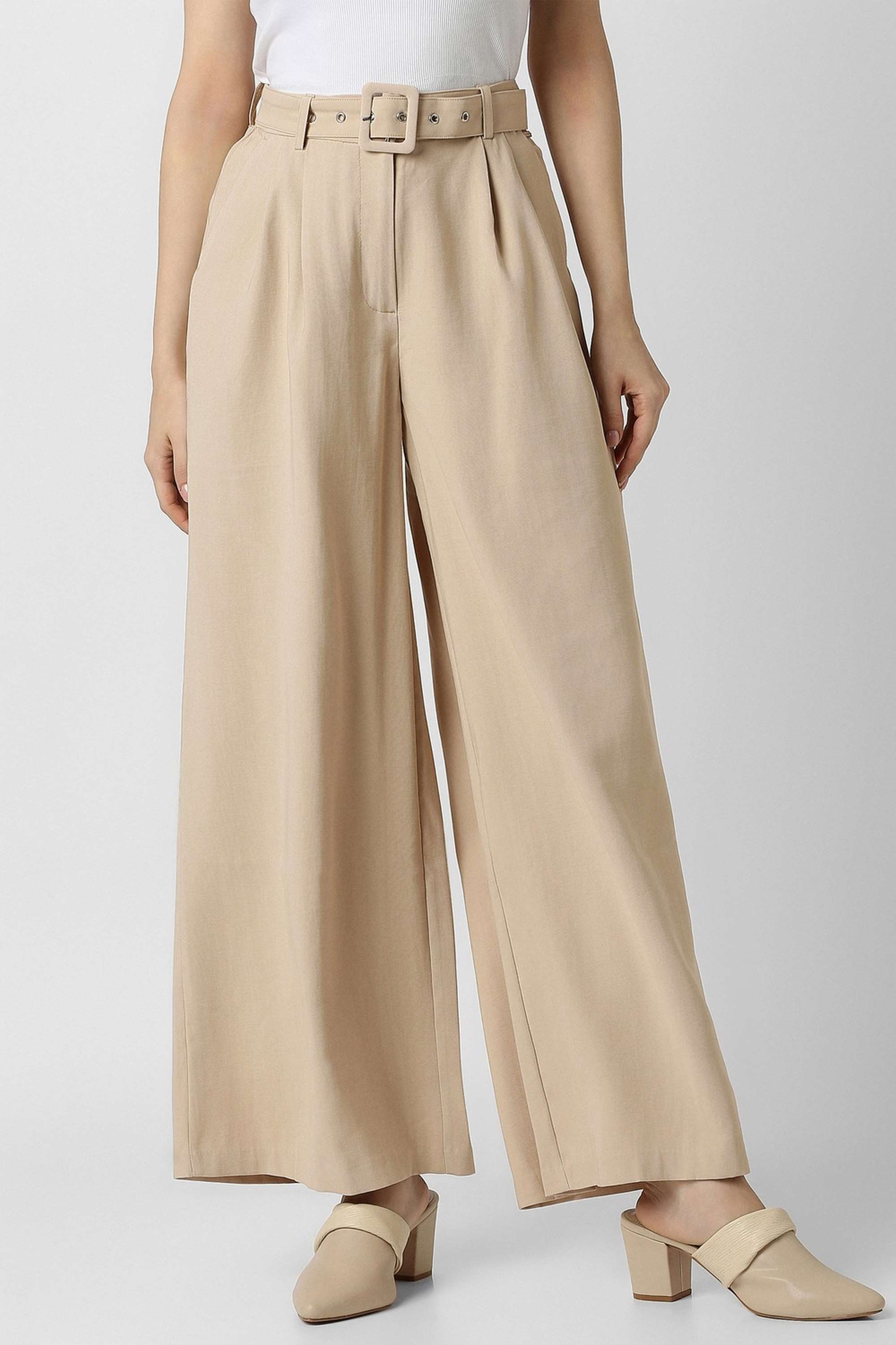 Solid-Regular-Fit-Rayon-Blend-Women-s-Casual-Wear-Trousers