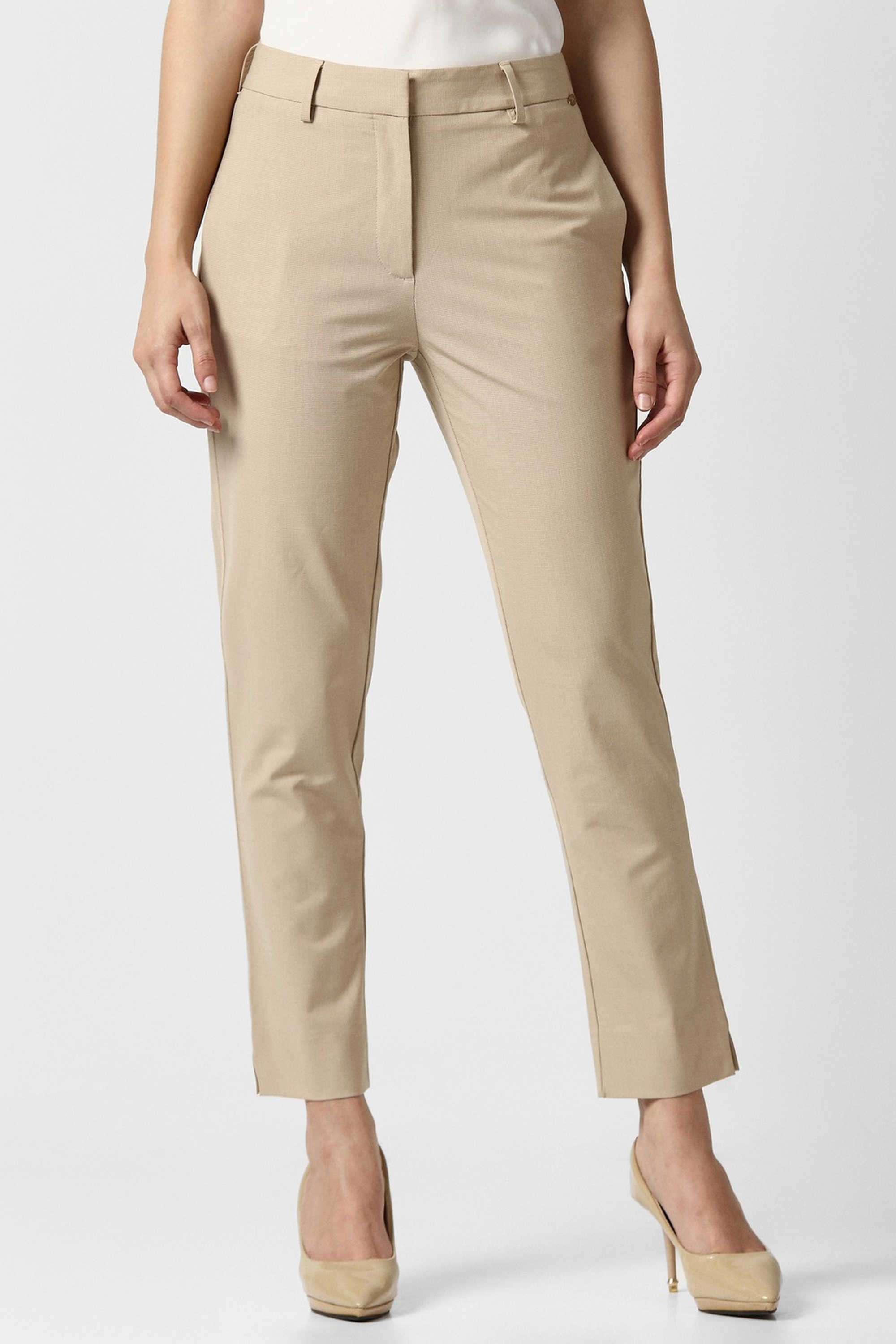 Checks-Blended-Fabric-Tapered-Fit-Women-s-Trousers