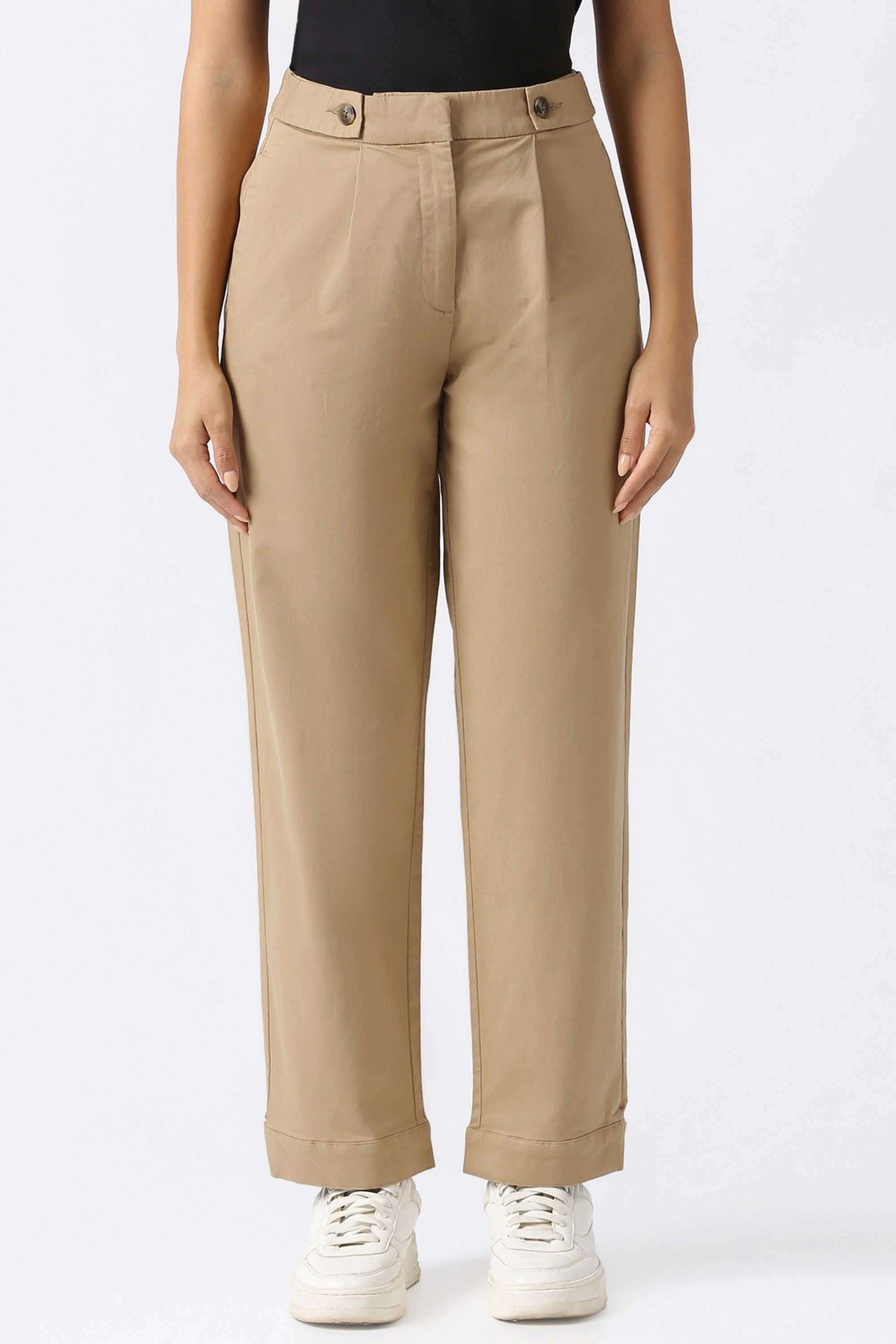 Solid-Slim-Fit-Blended-Fabric-Women-s-Casual-Wear-Trousers