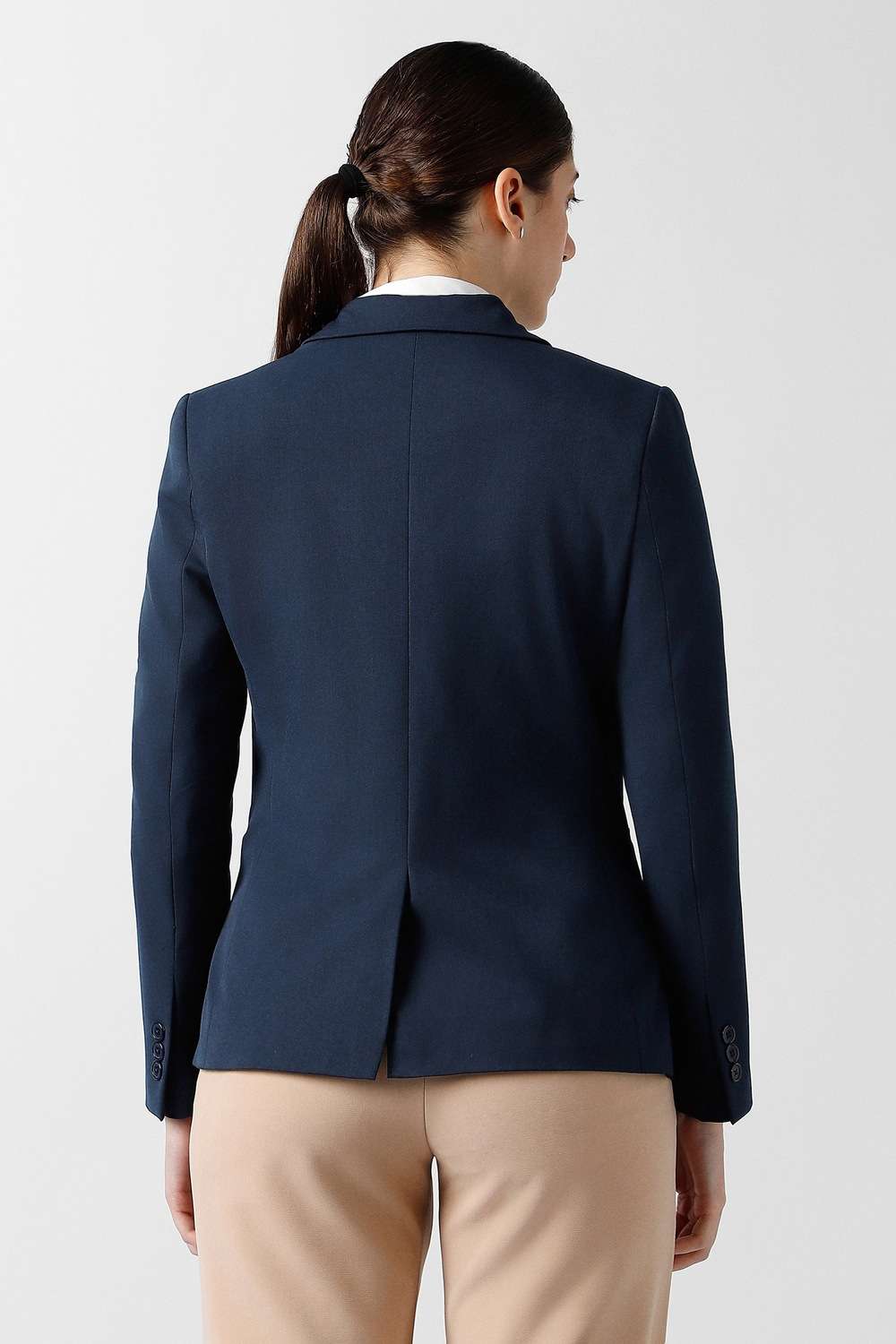 Solid-Blended-Fabric-Women-s-Blazer