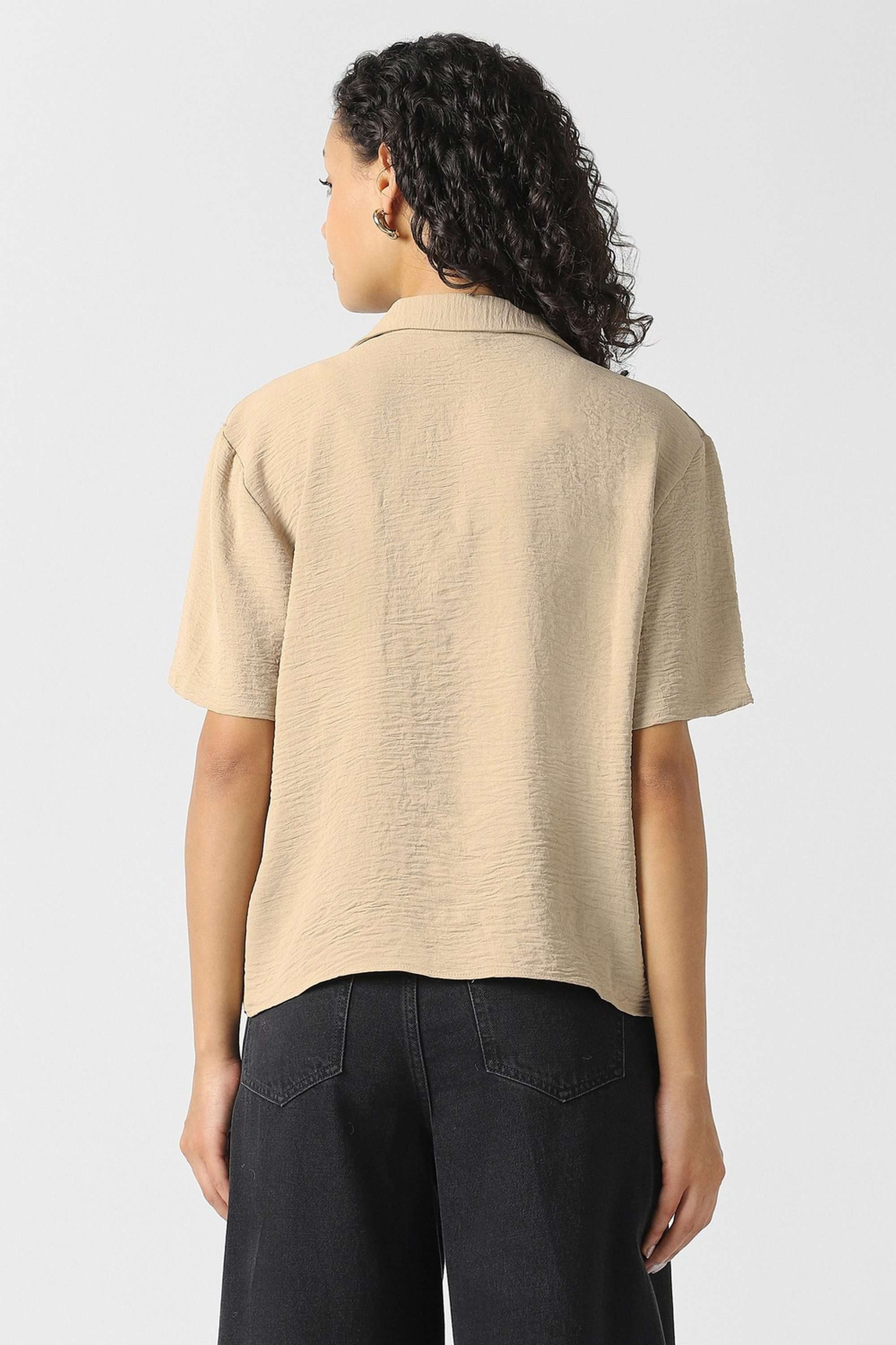 Solid-Blended-Fabric-Women-s-Shirt
