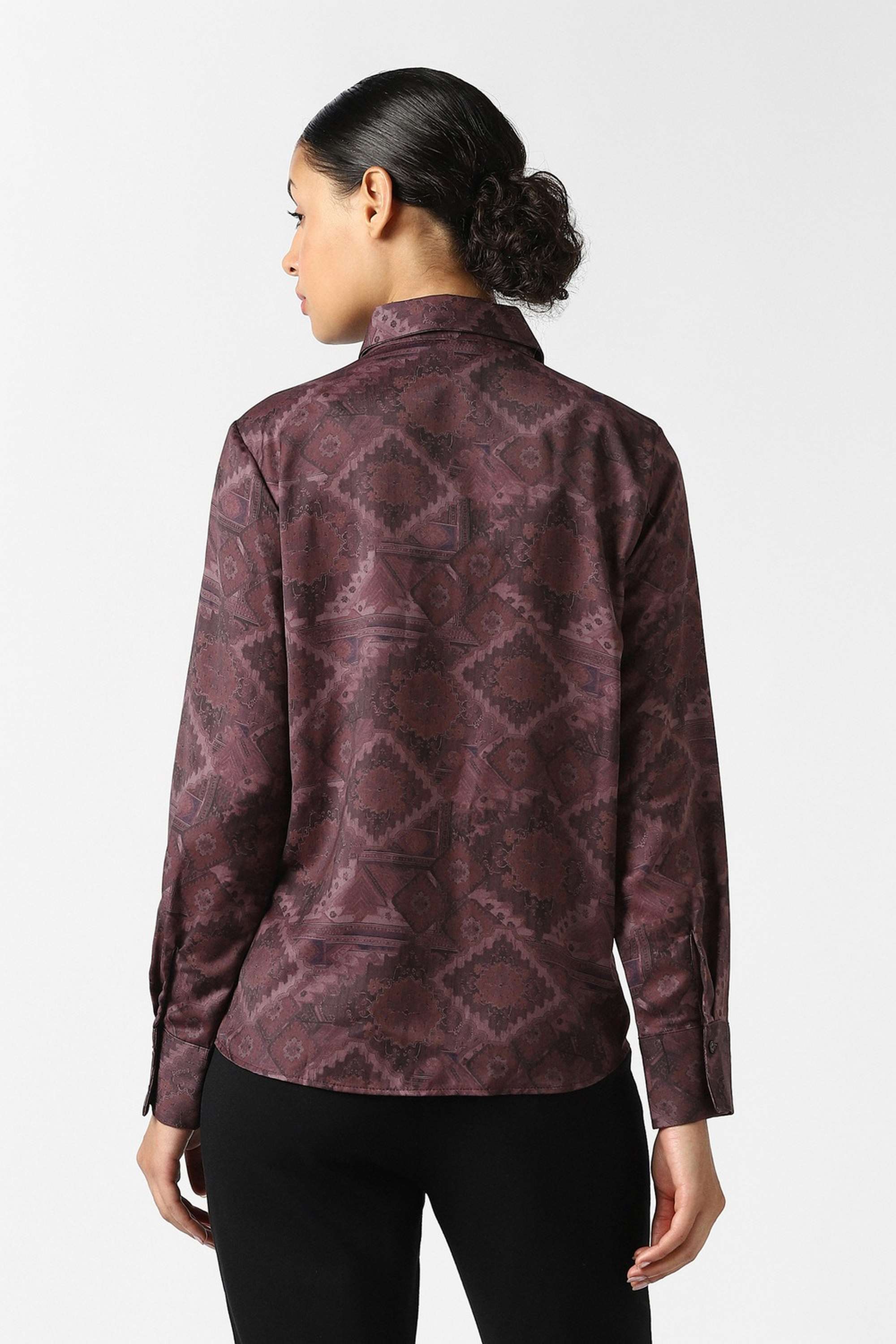 Printed-Collared-Blended-Fabric-Women-Casual-Wear-Shirt