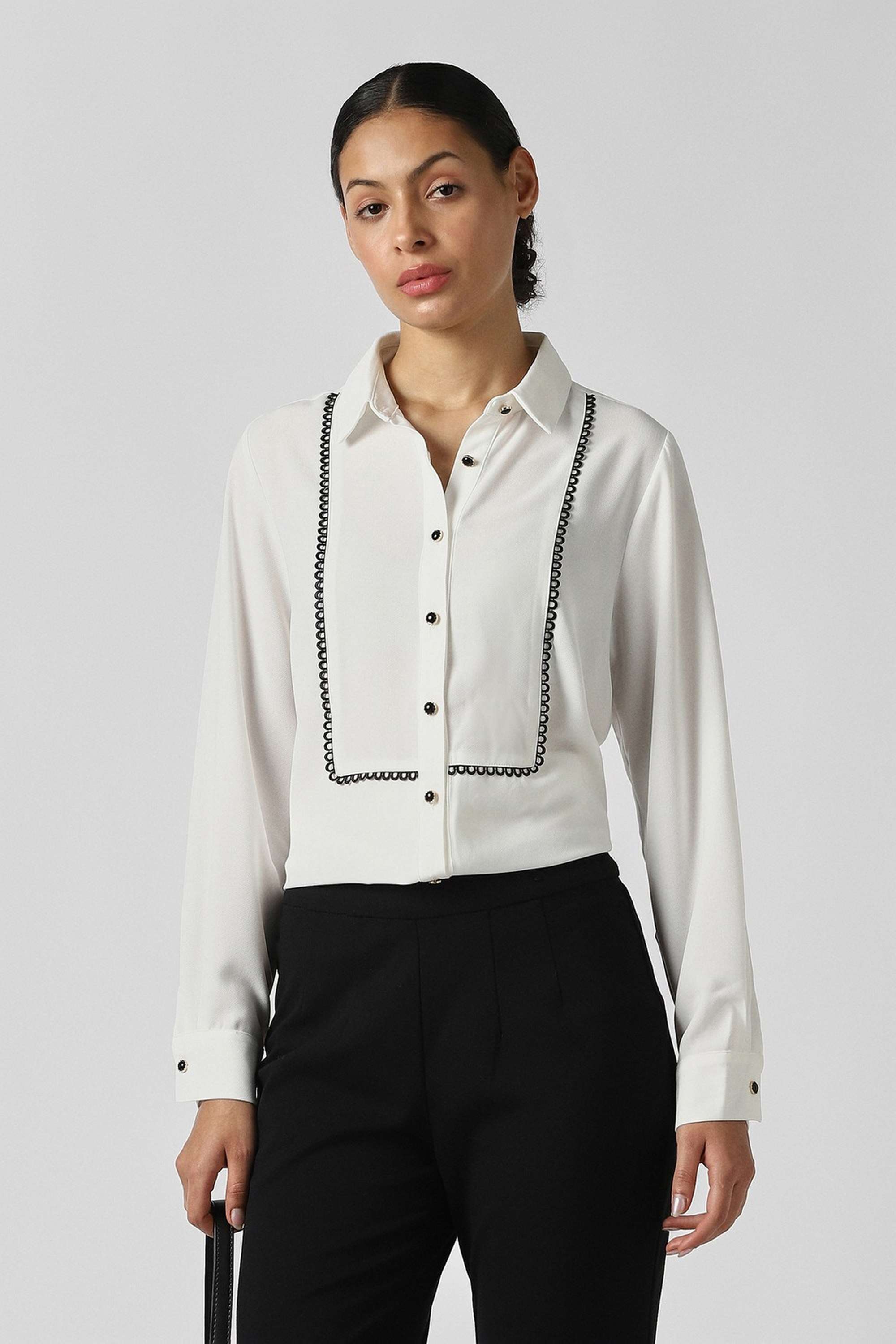 Buy Van Heusen White Embroidered Collared Blended Fabric Women Formal Wear  Shirt | Shoppers Stop