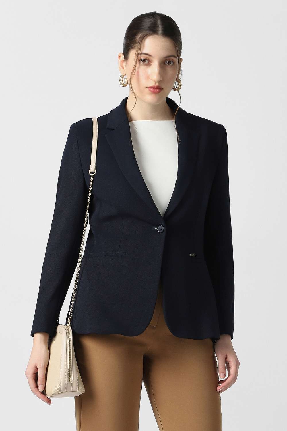Solid-Polyester-Women-s-Blazer