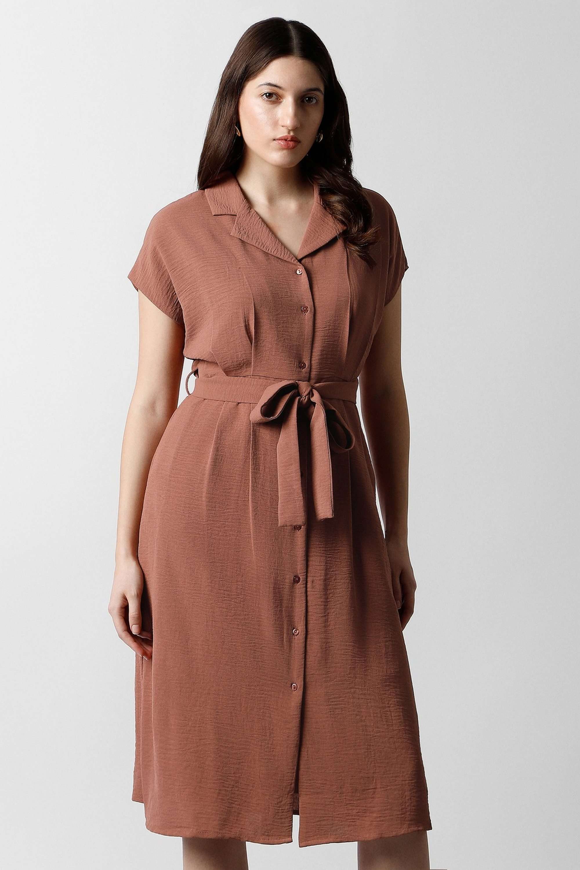 Solid-Blended-Fabric-Women-s-Dress