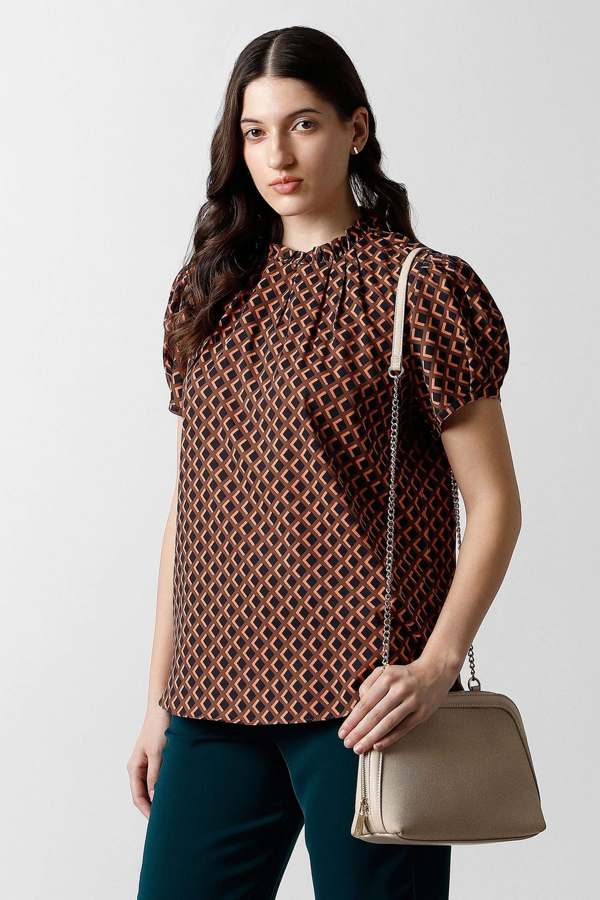 Solid-Blended-Fabric-Women-s-Top
