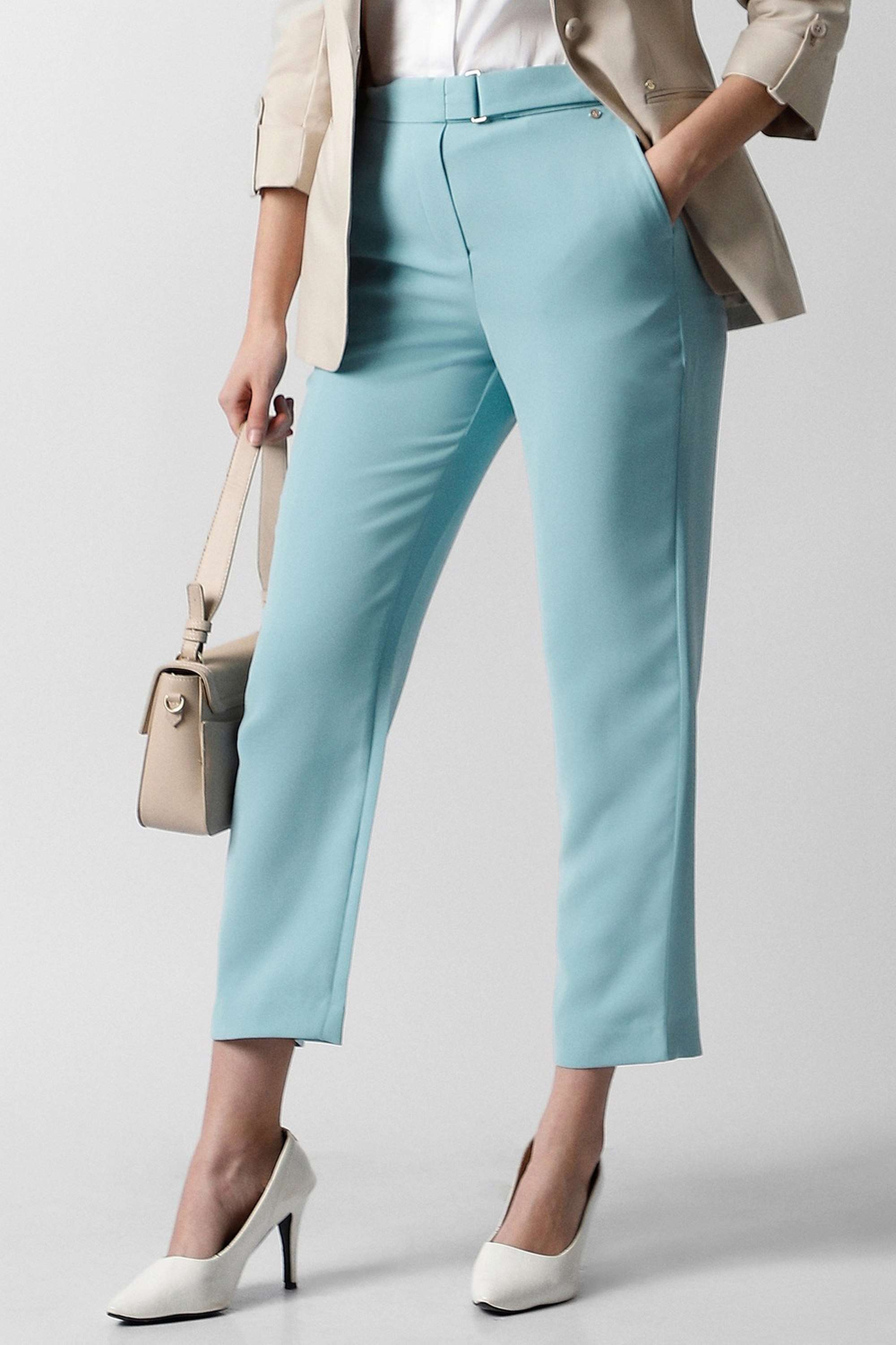 Solid-Regular-Fit-Blended-Fabric-Women-Formal-Wear-Trouser