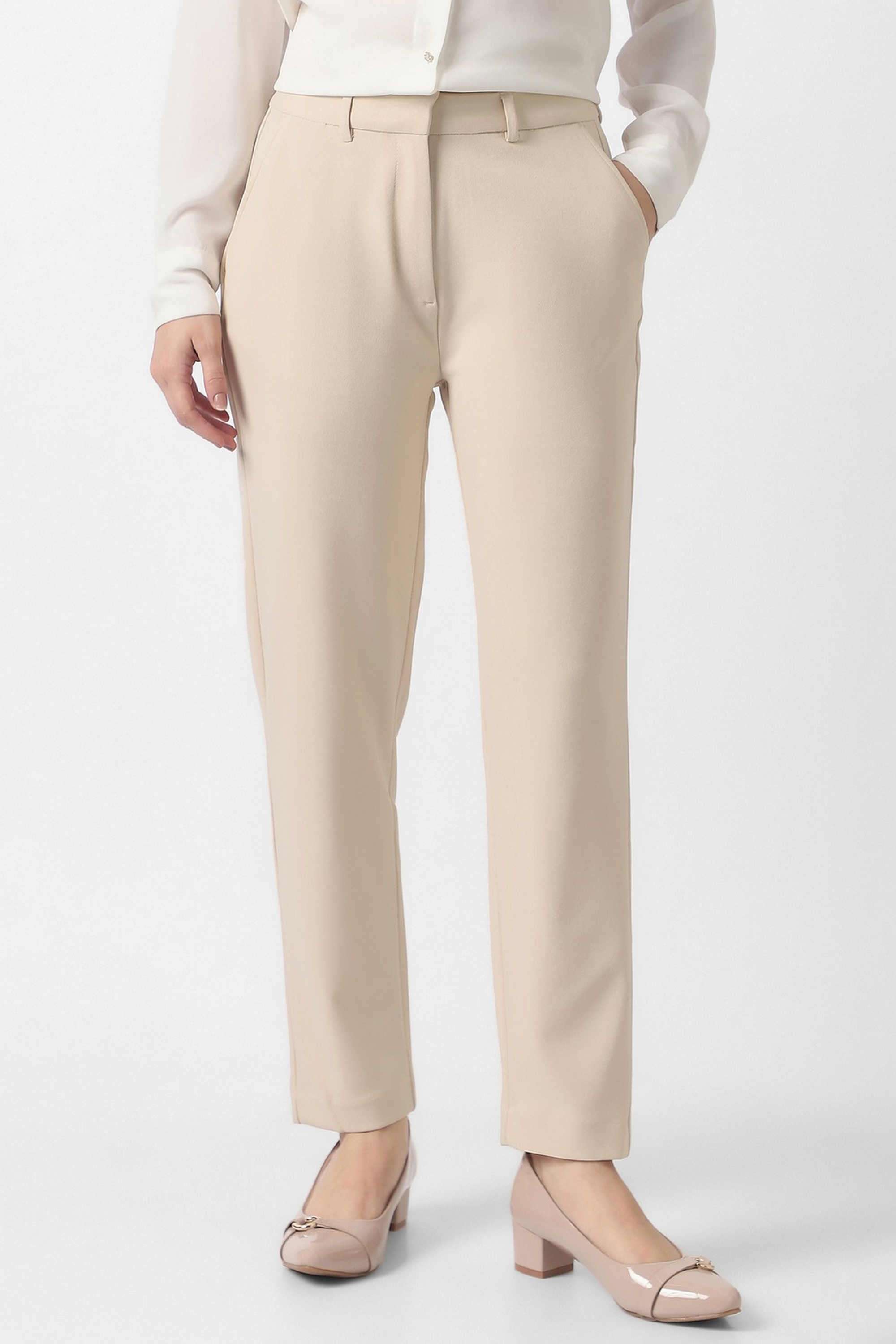 Solid-Regular-Fit-Blended-Fabric-Women-s-Casual-Wear-Trousers