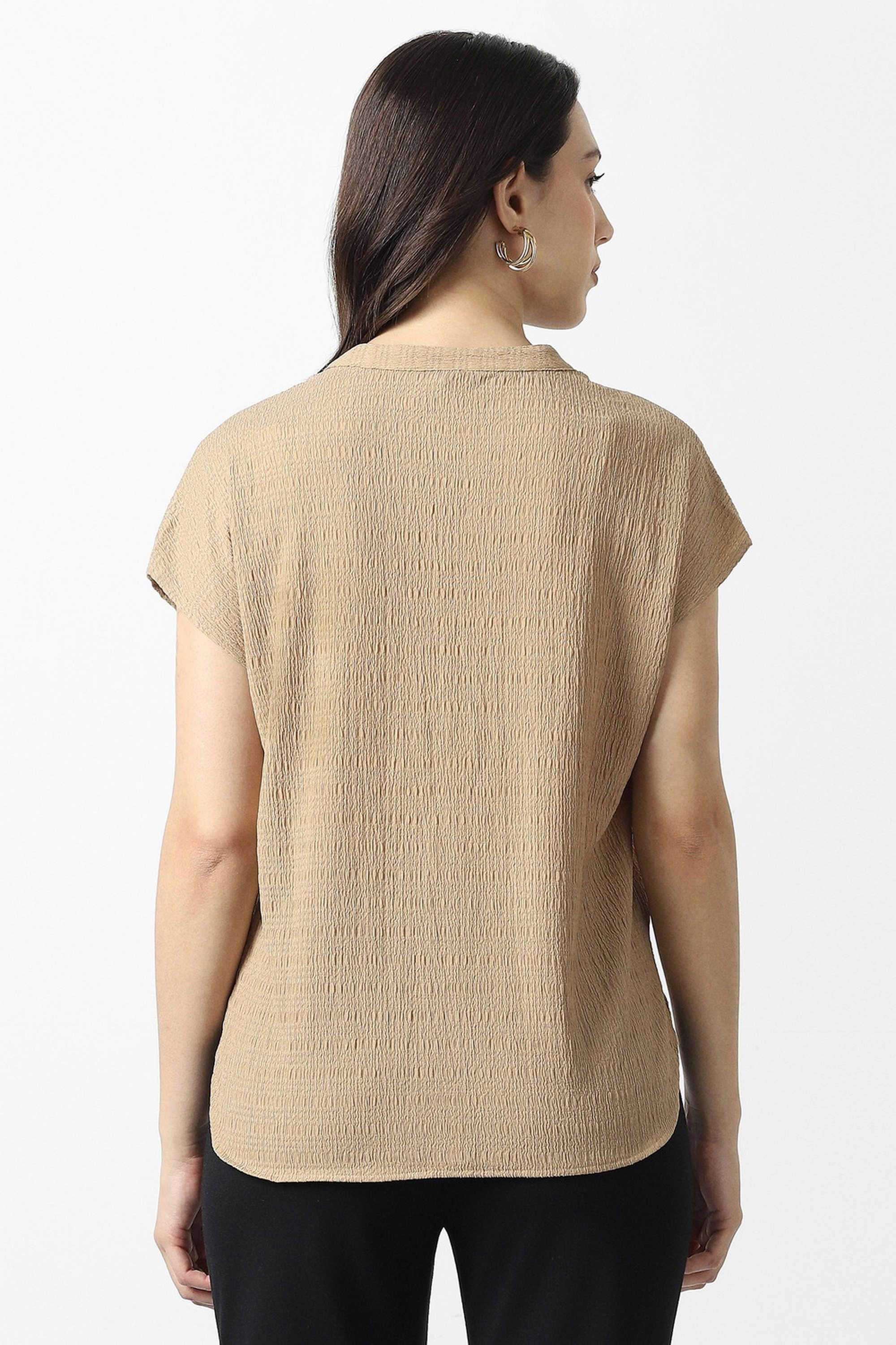 Solid-Blended-Fabric-Regular-Fit-Women-s-Top