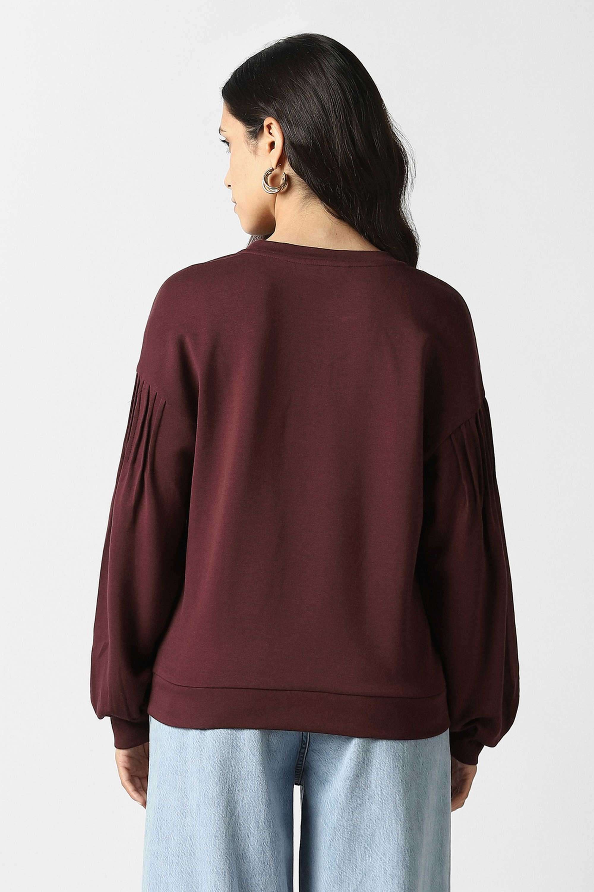 Solid-Blended-Fabric-Women-s-Casual-Wear-Sweatshirt