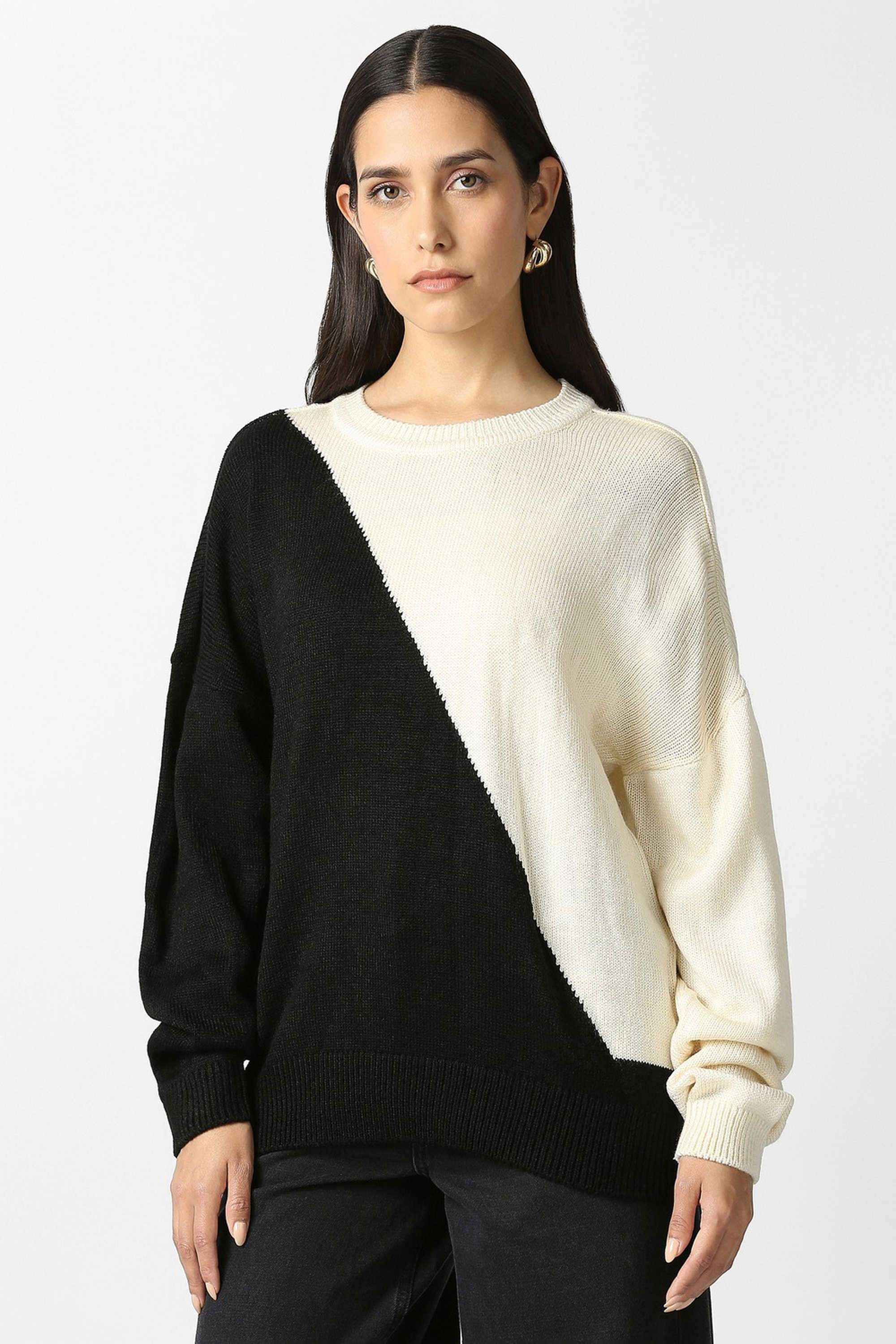 Solid-Blended-Fabric-Women-s-Casual-Wear-Sweater