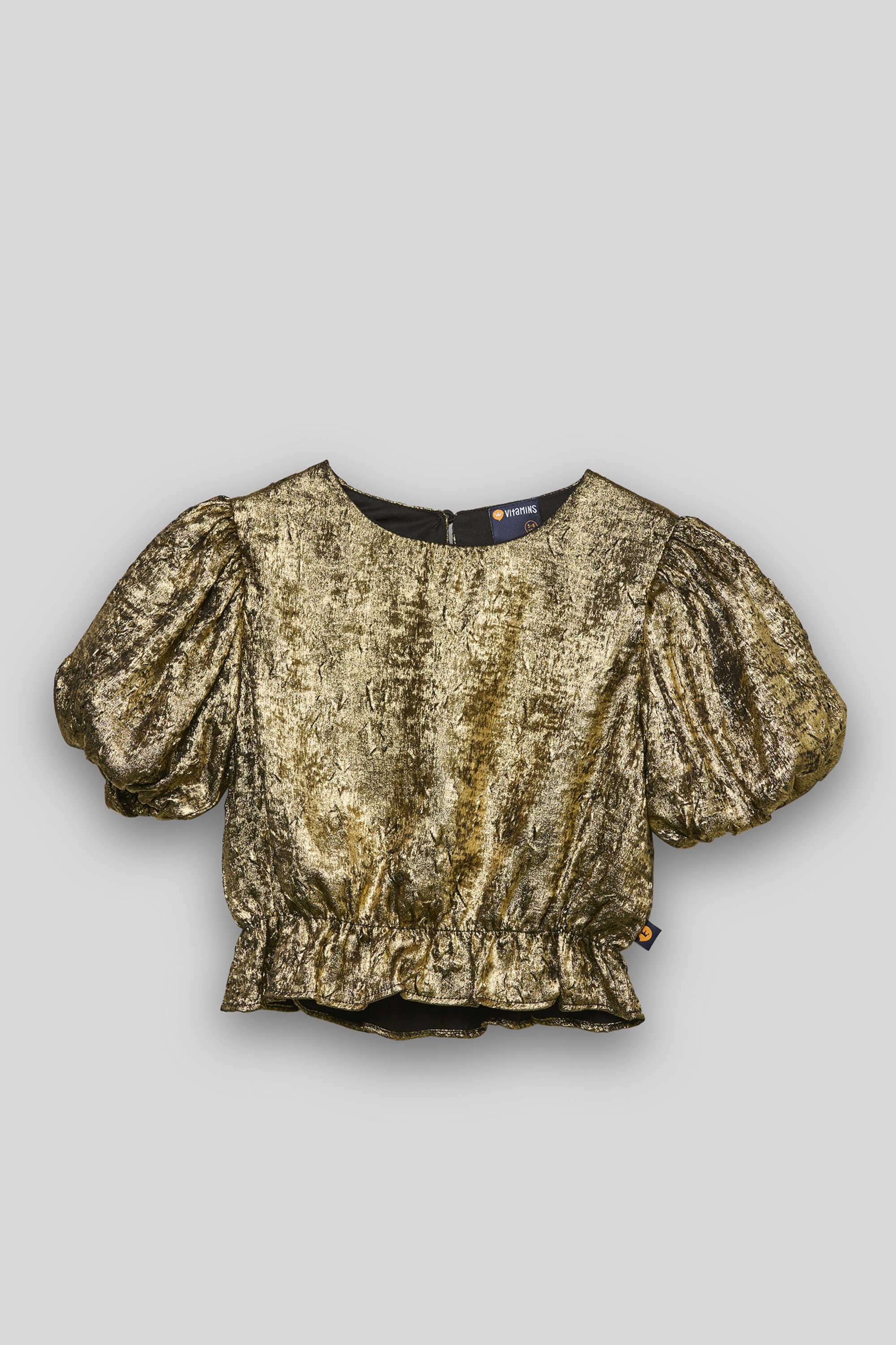 Solid-Blended-Fabric-Round-Neck-Girls-Top