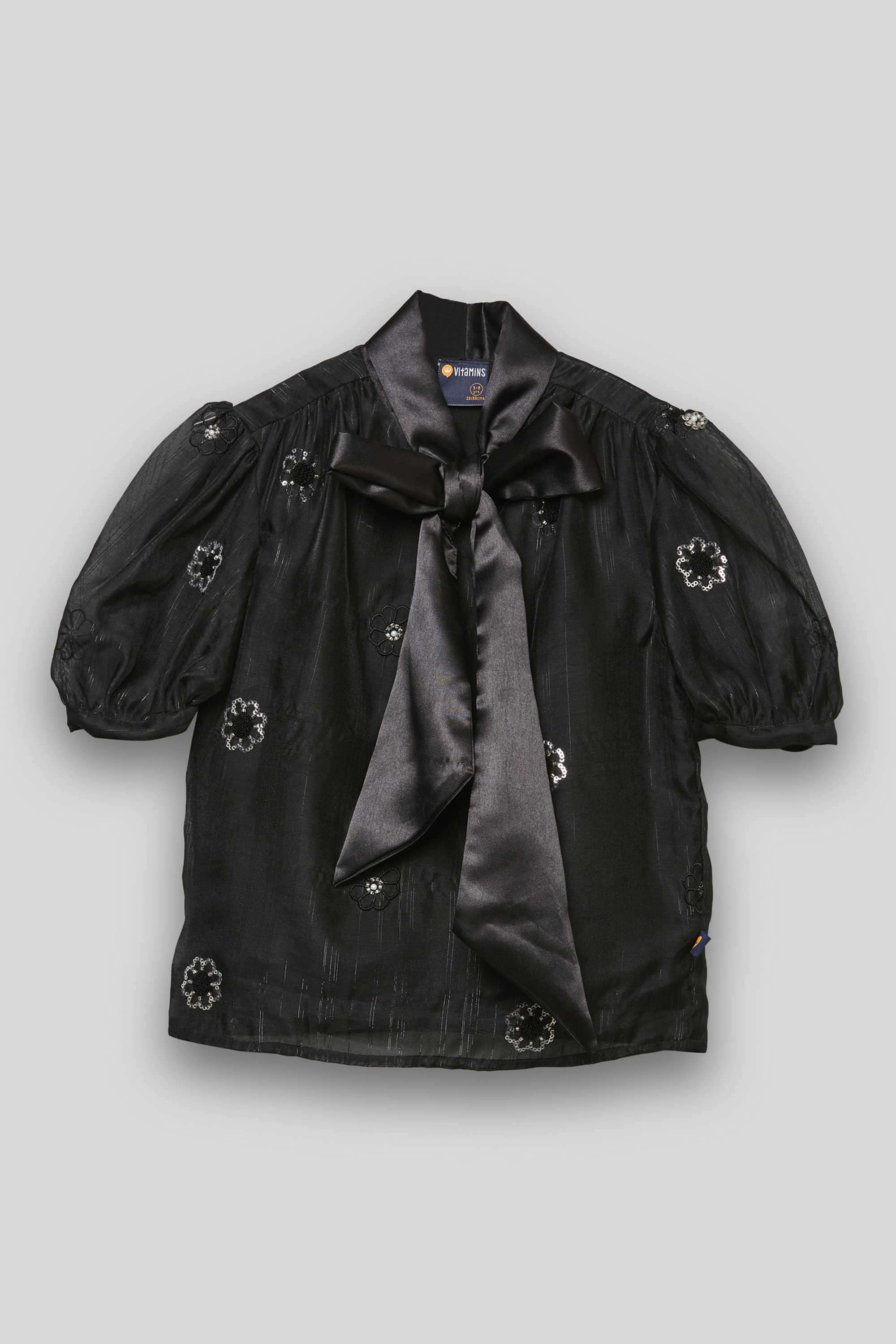 Solid-Blended-Fabric-Collared-Girls-Top