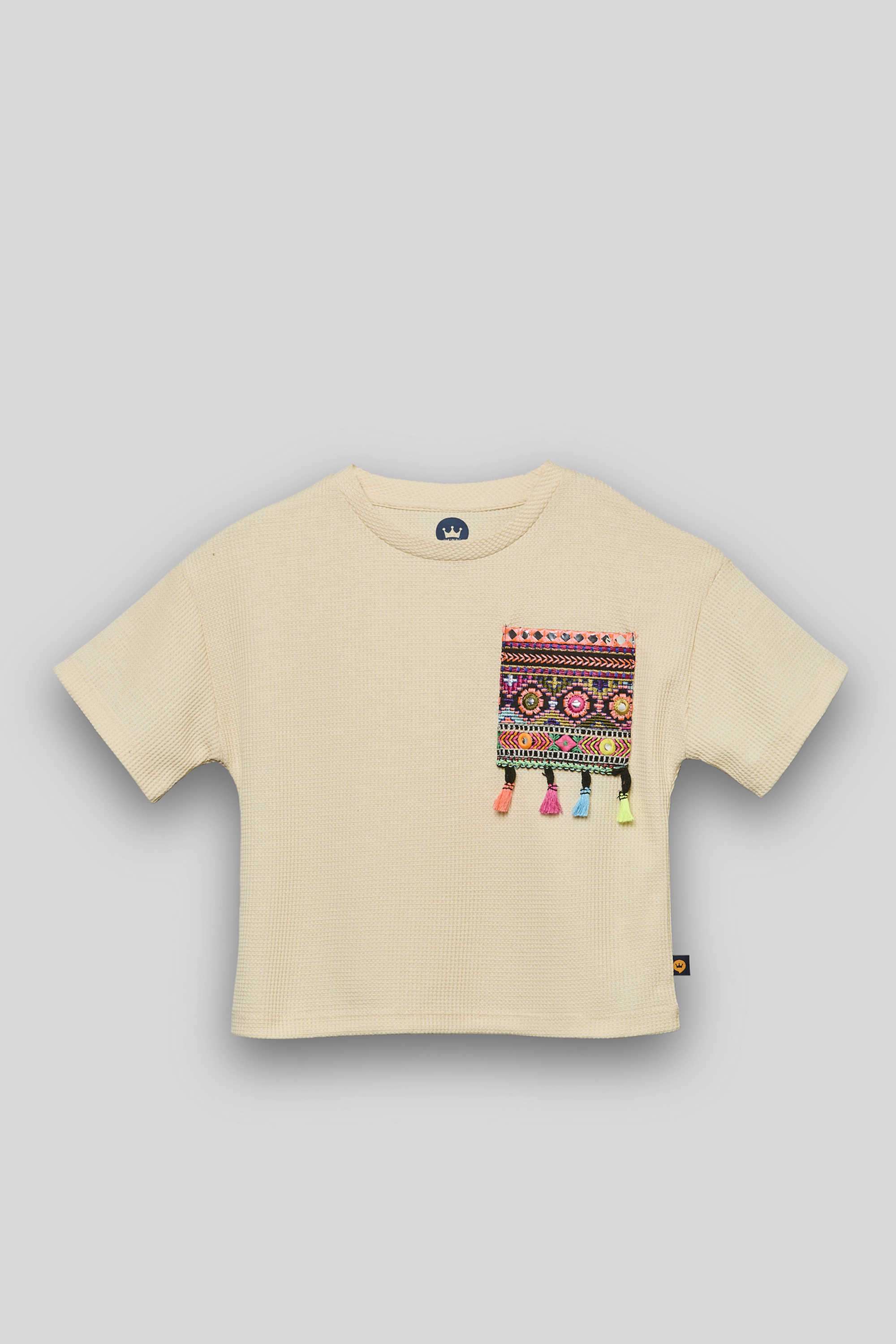 Solid-Polyester-Round-Neck-Girls-Top