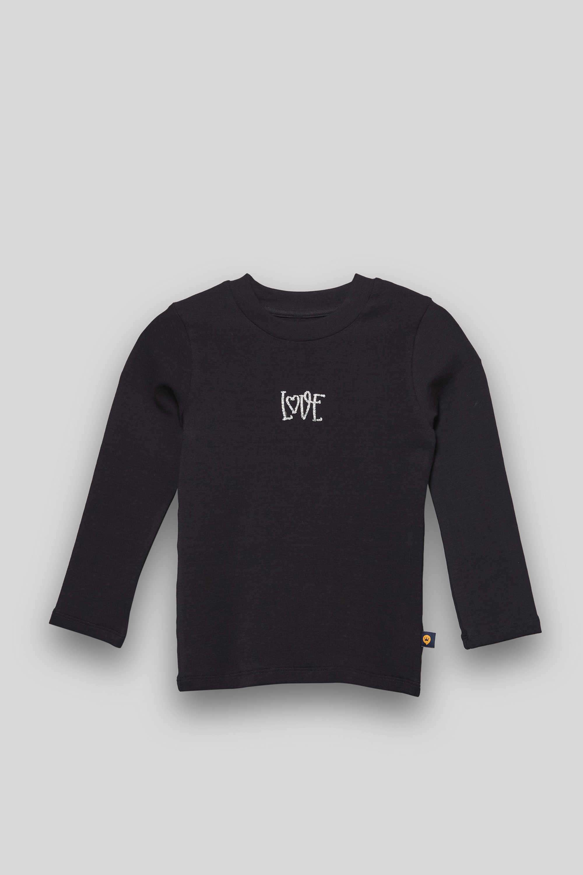 Solid-Blended-Fabric-Round-Neck-Girls-Top