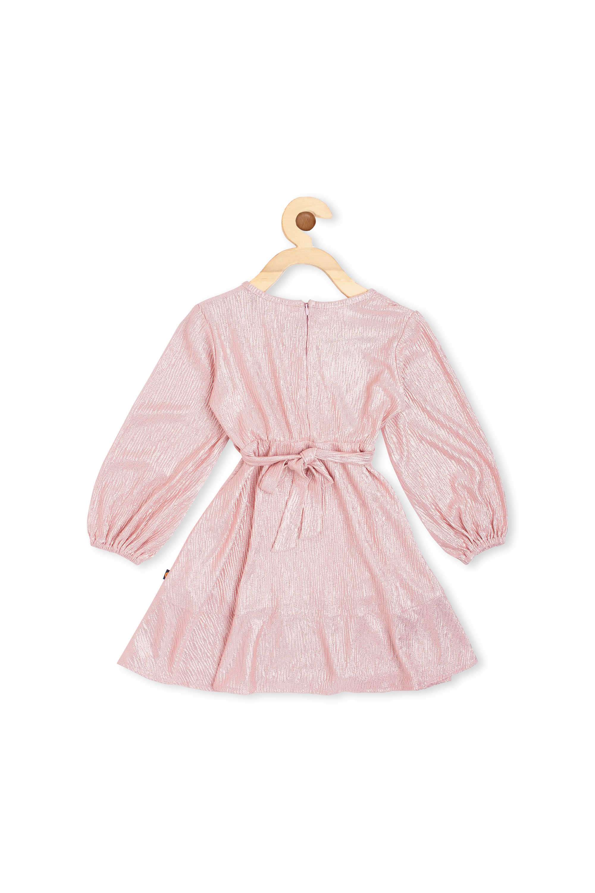 Solid-Polyester-V-Neck-Girl-s-Dress