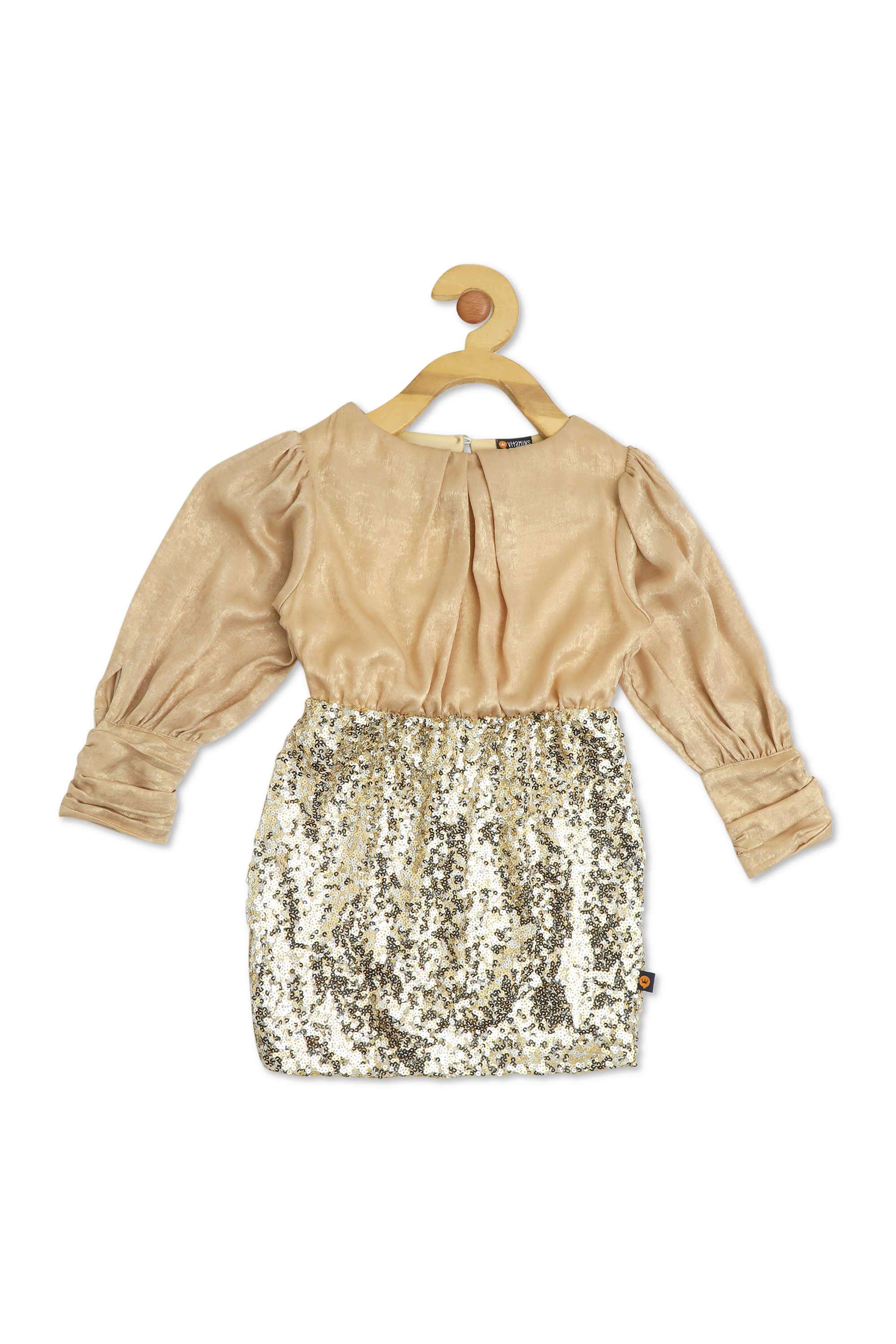 Solid-Polyester-Boat-Neck-Girl-s-Dress