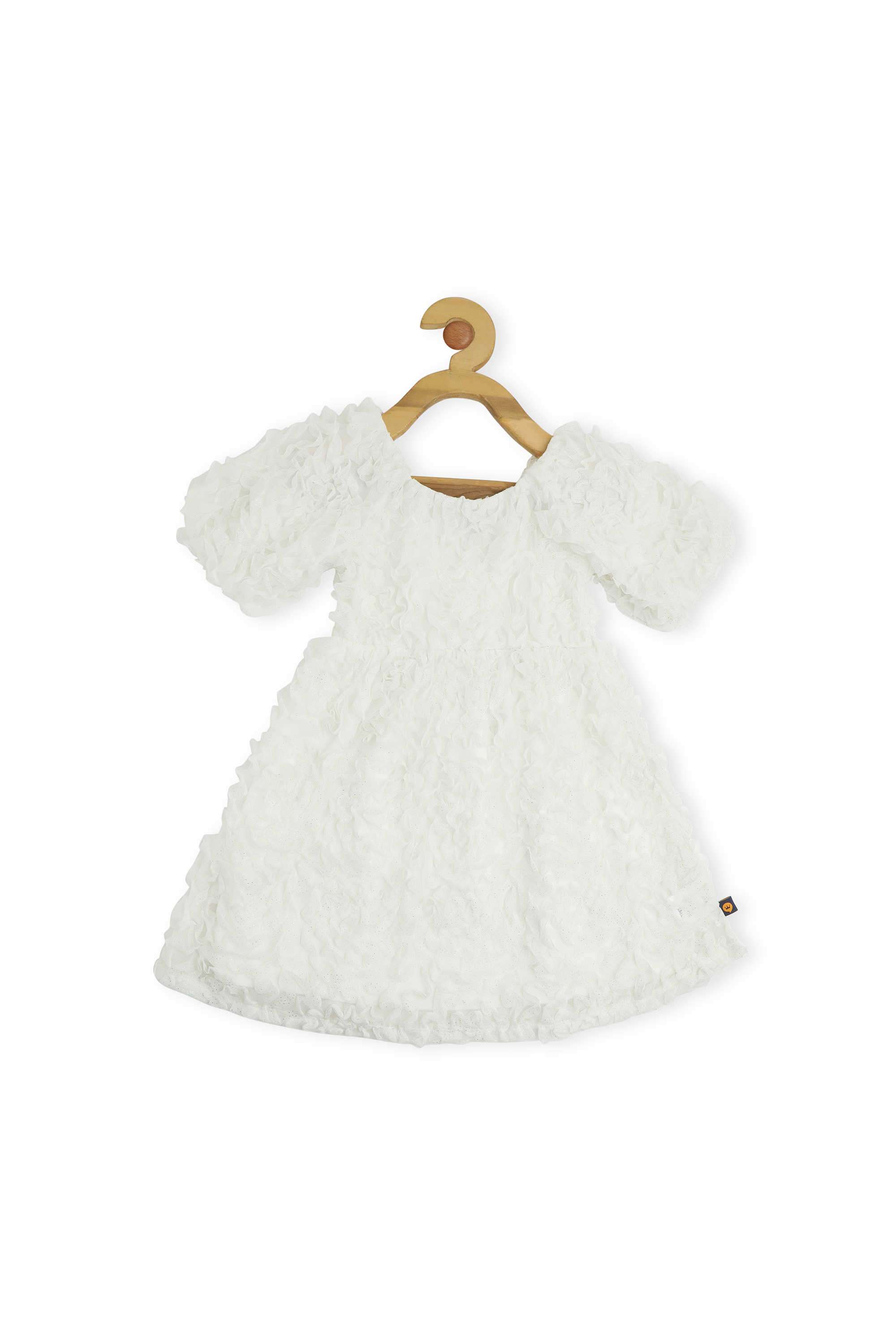 Solid-Polyester-Round-Neck-Girl-s-Dress