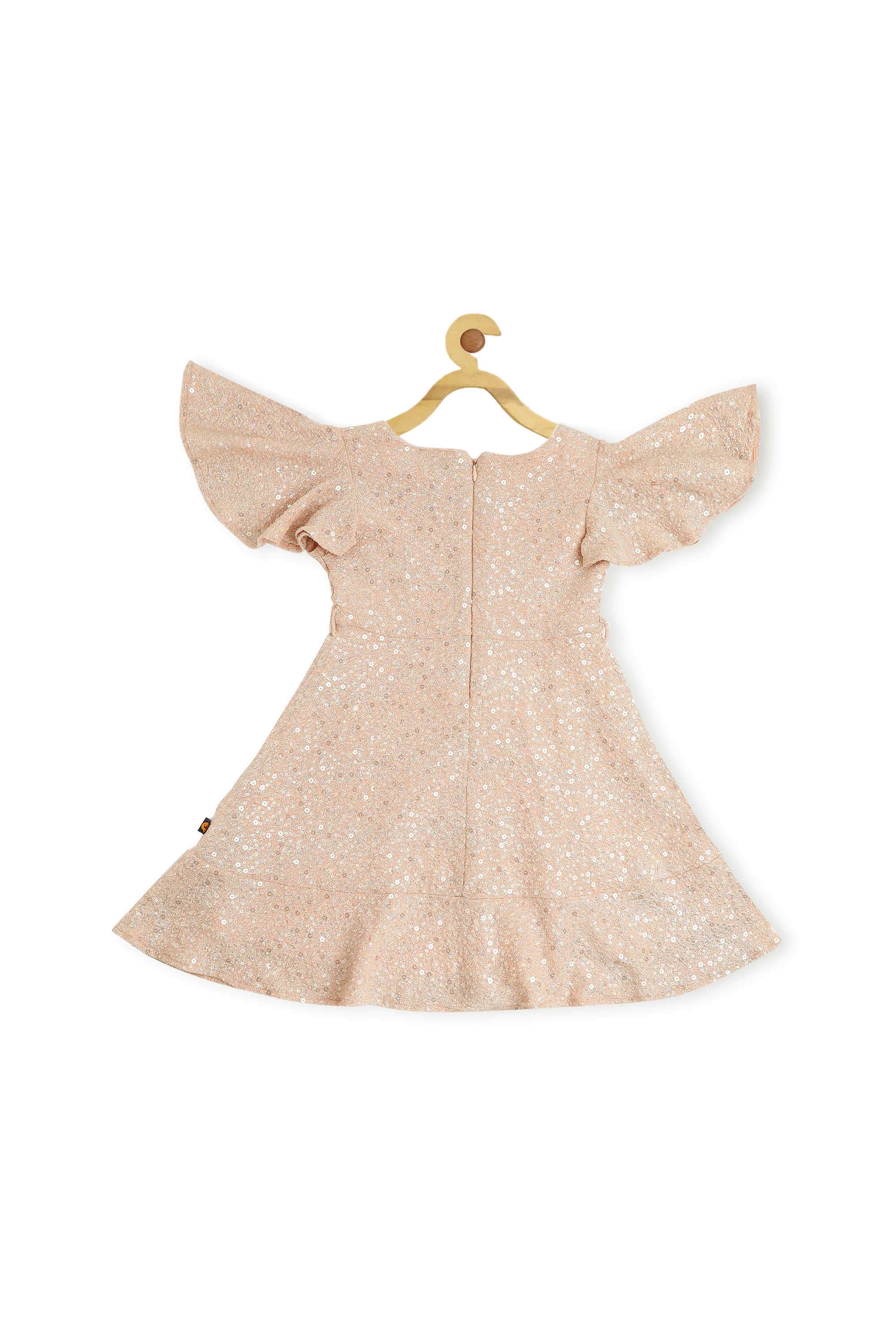 Solid-Polyester-Round-Neck-Girl-s-Dress