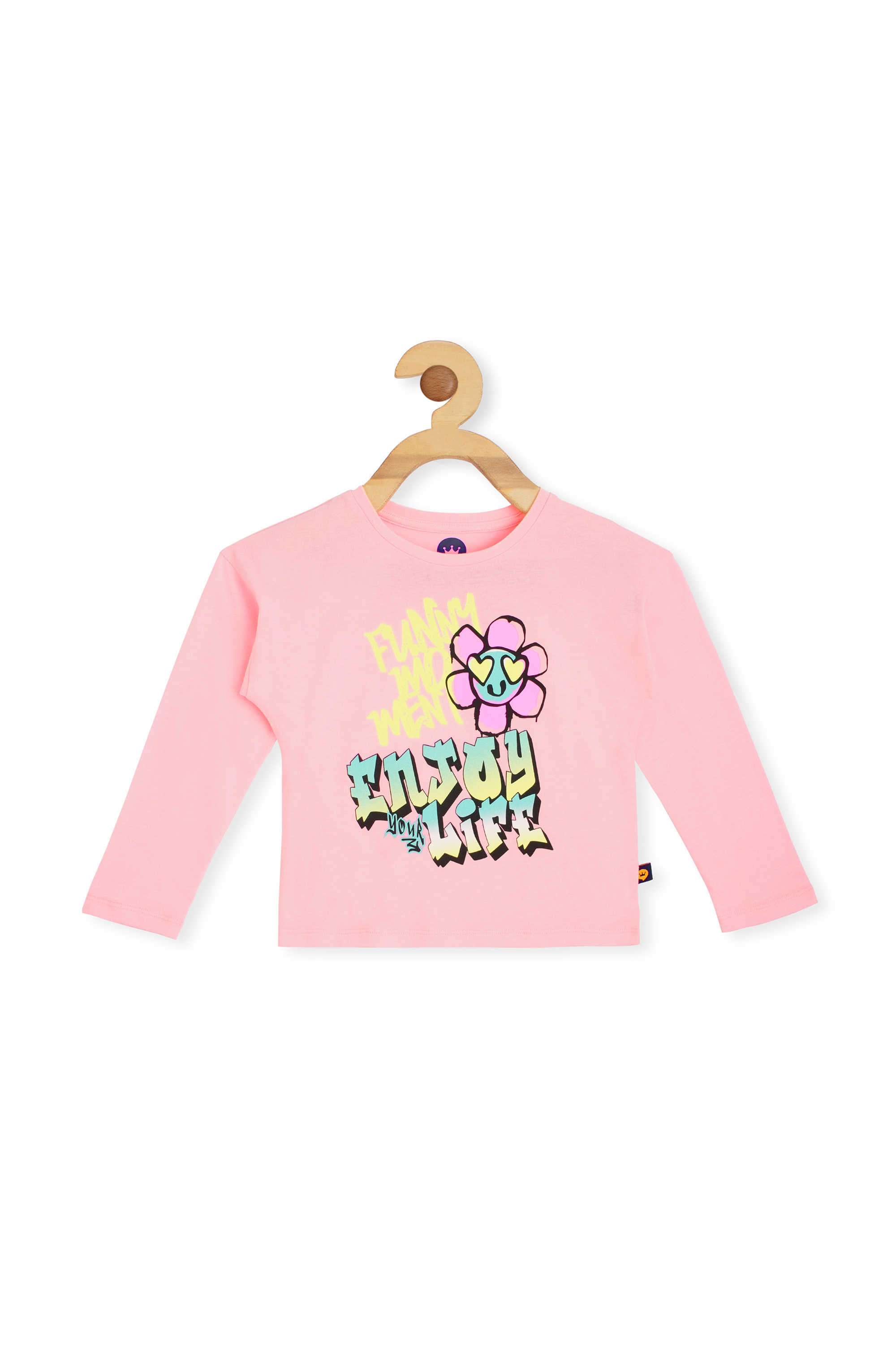 Solid-Blended-Fabric-Round-Neck-Girls-Top