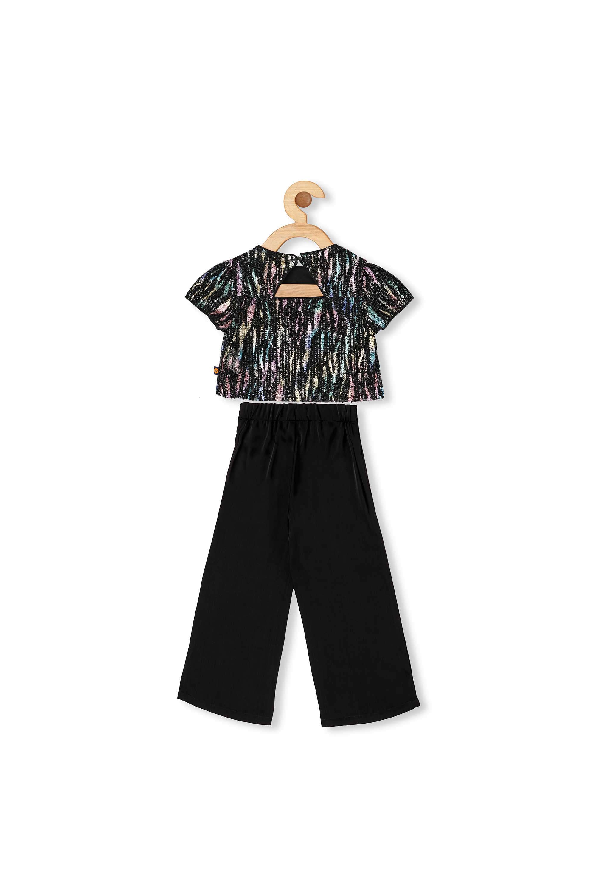 Solid-Polyester-Round-Neck-Girl-s-Party-Wear-Co-Ord-Set