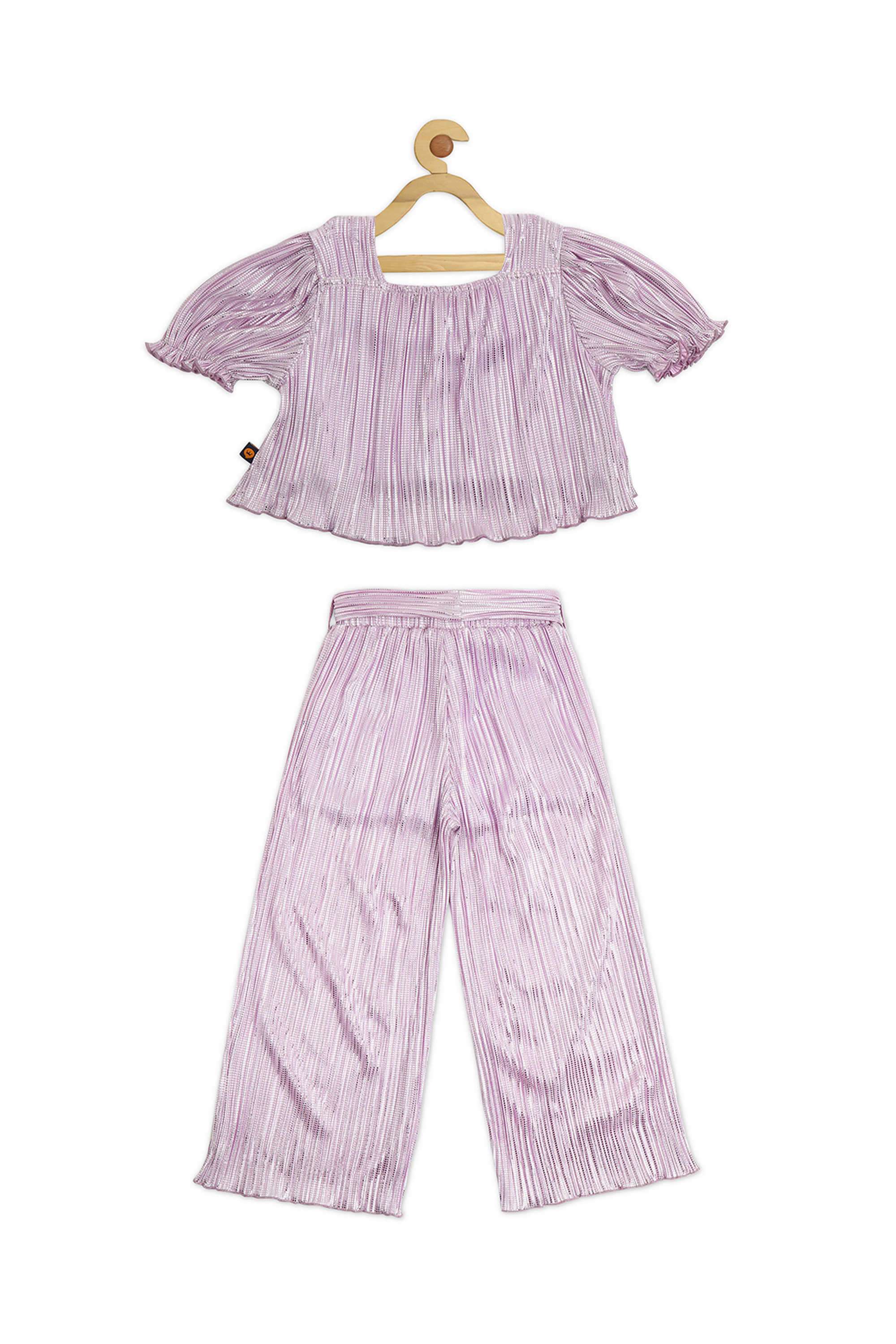 Solid-Polyester-Square-Neck-Girl-s-Party-Wear-Co-Ord-Set