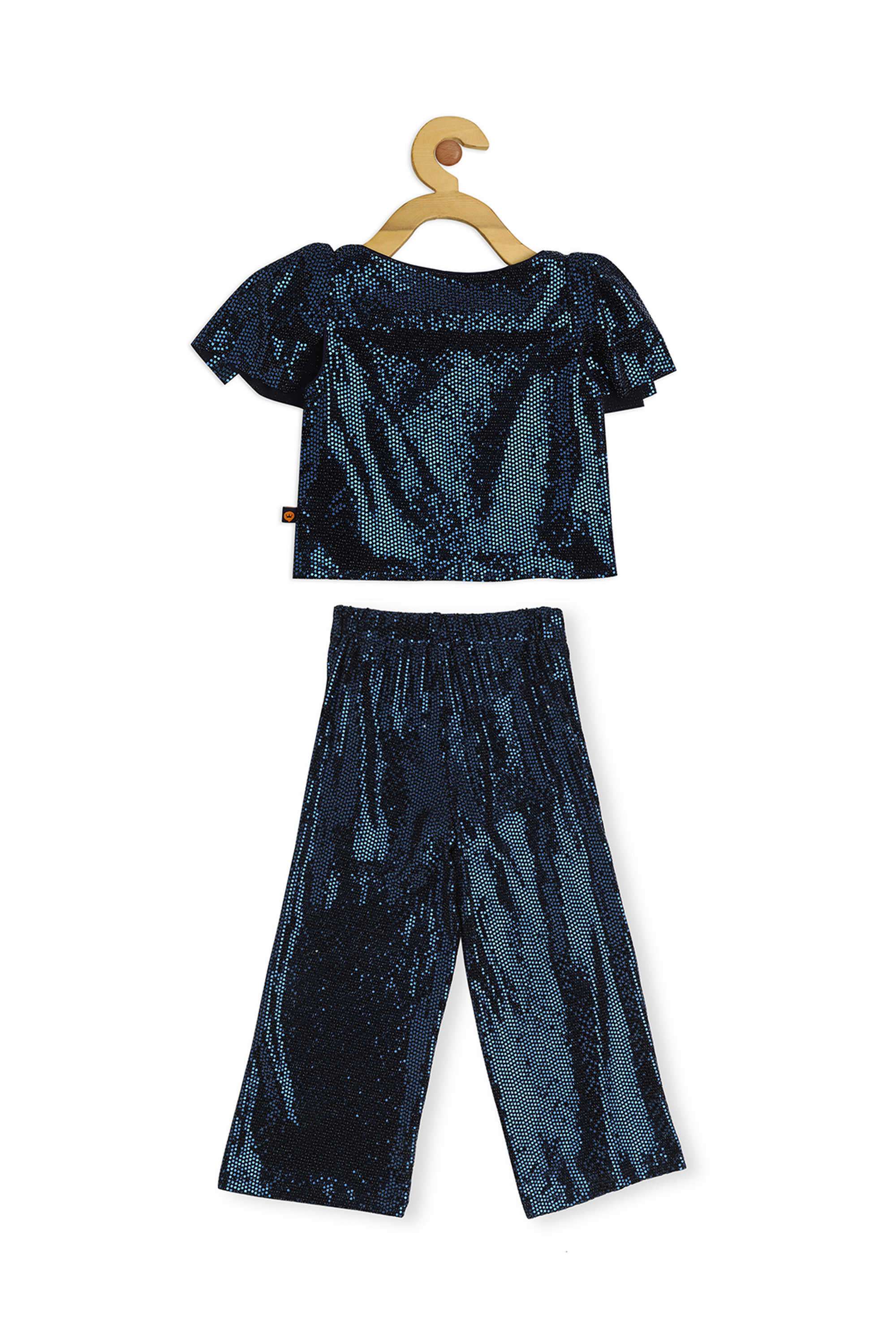 Solid-Polyester-Round-Neck-Girl-s-Party-Wear-Co-Ord-Set
