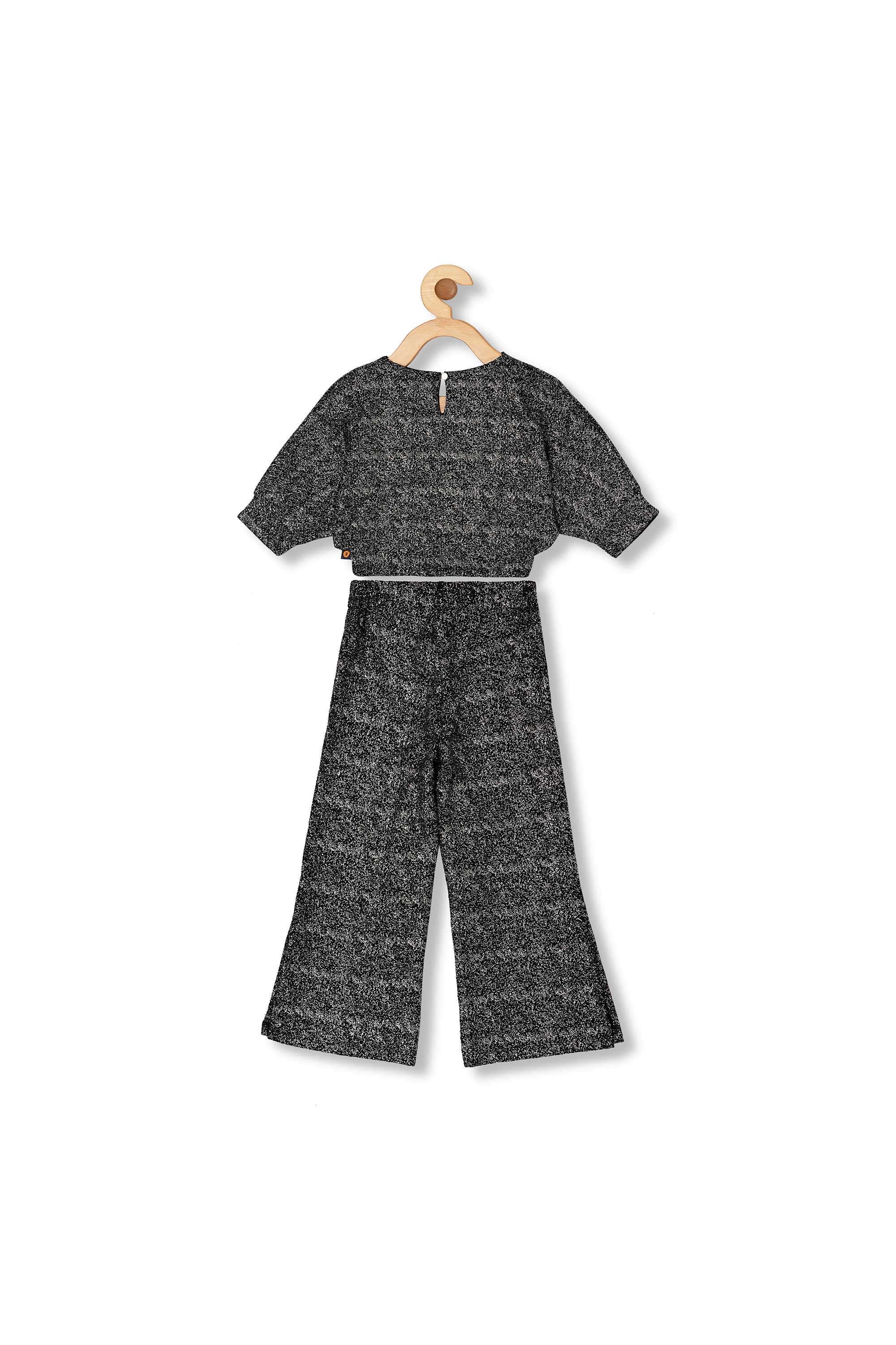 Solid-Polyester-V-Neck-Girl-s-Party-Wear-Co-Ord-Set