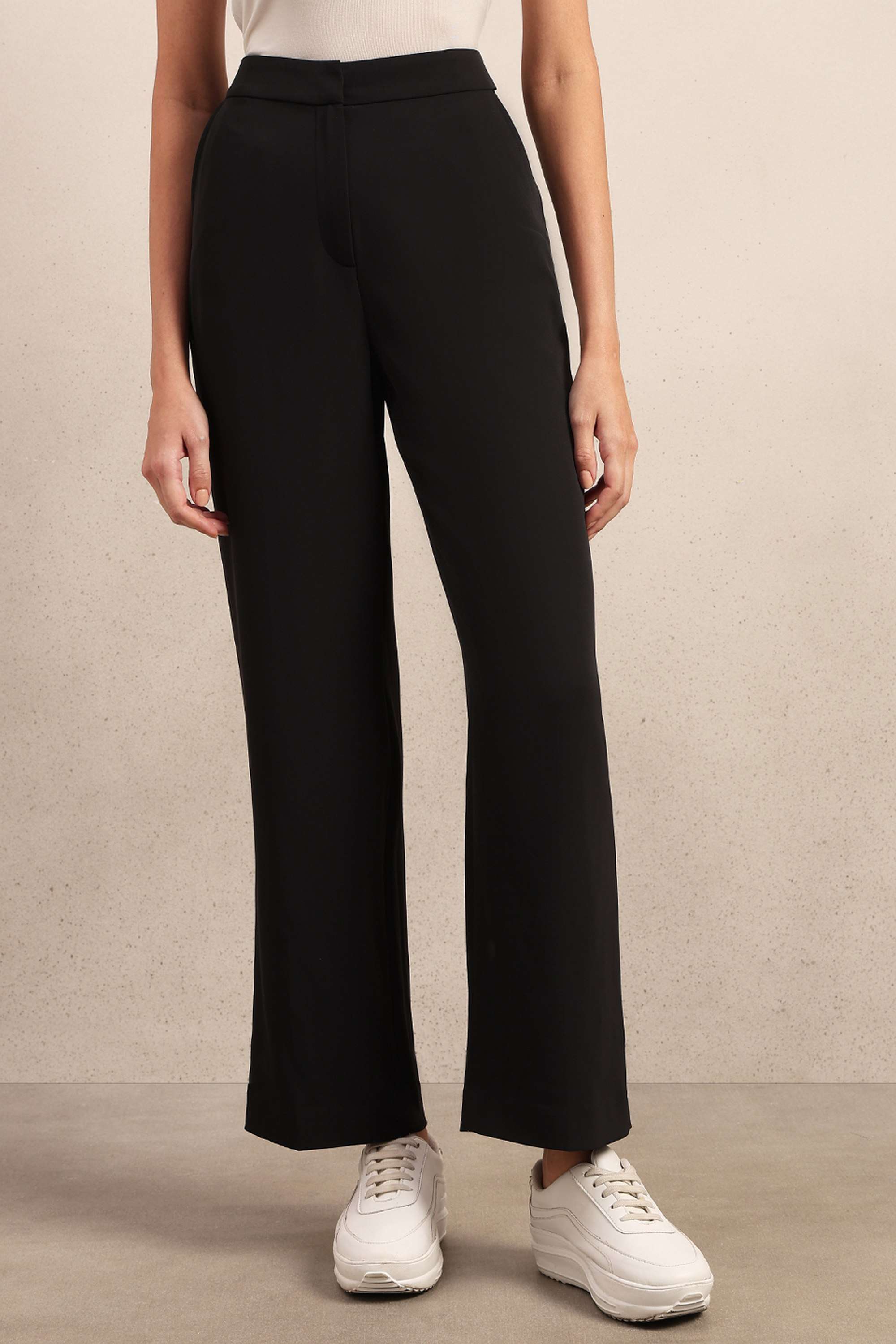 Solid-Full-Length-Blended-Fabric-Woven-Women-Pant