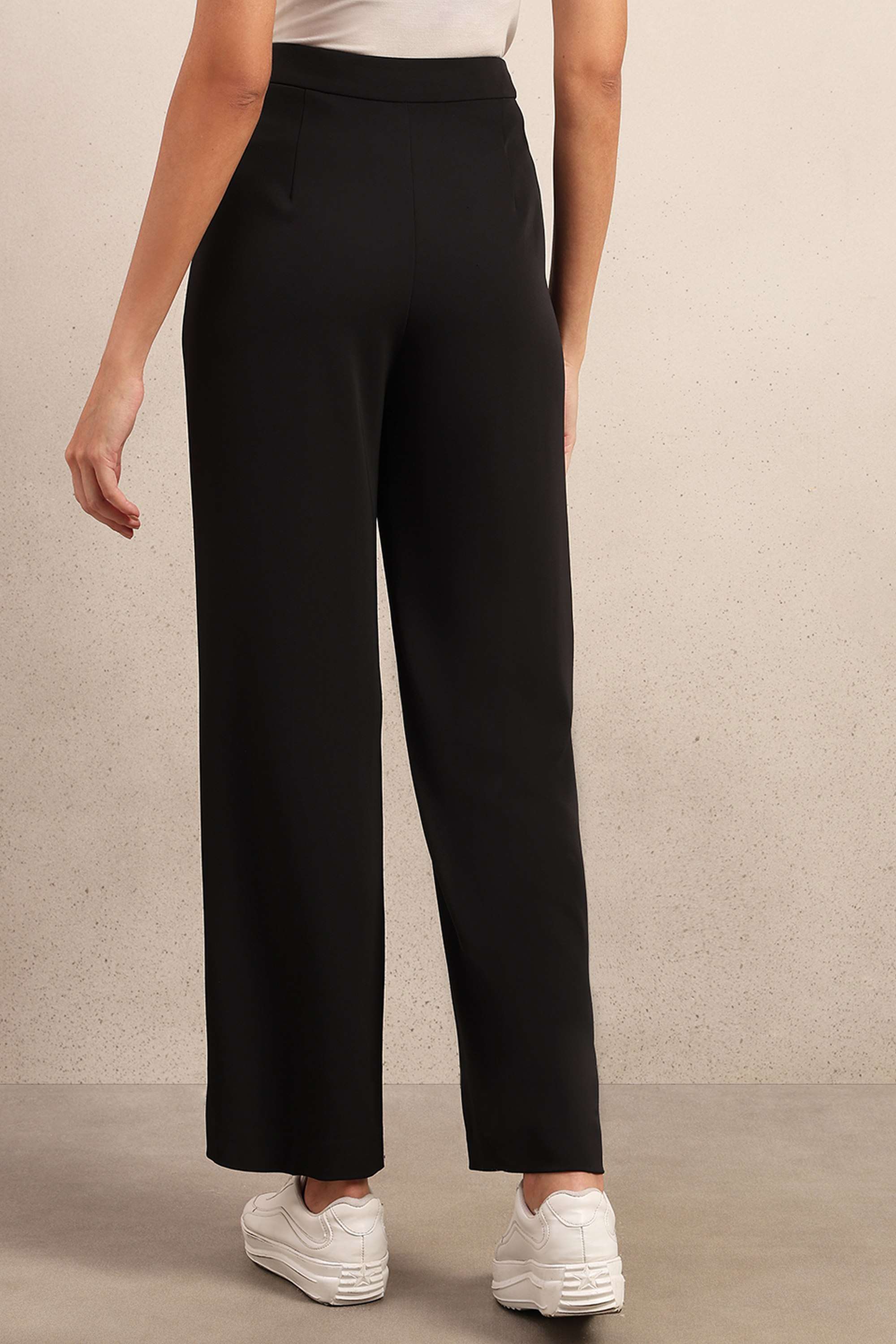 Solid-Full-Length-Blended-Fabric-Woven-Women-Pant