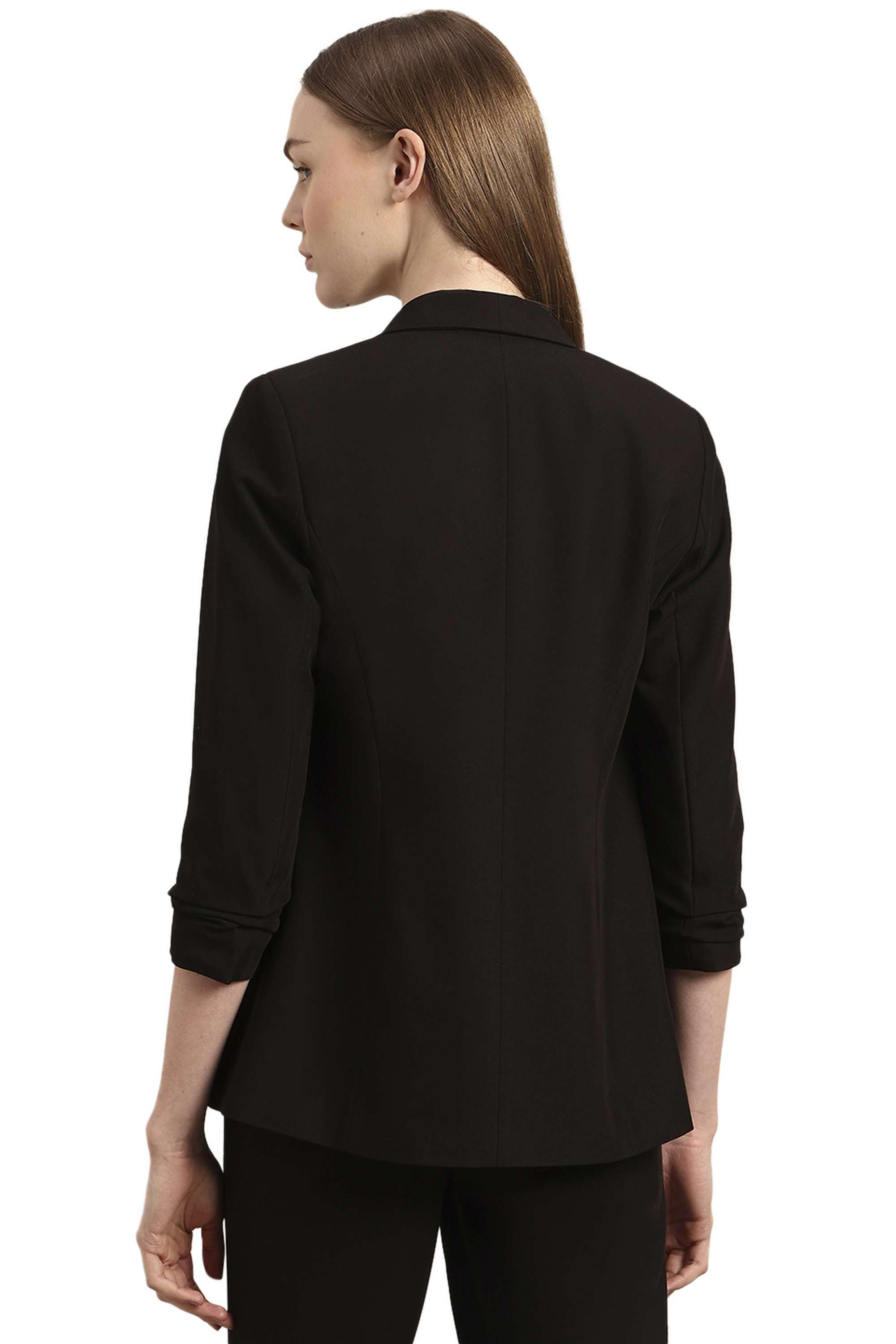 Solid-Blended-Fabric-Regular-Fit-Women-s-Blazer